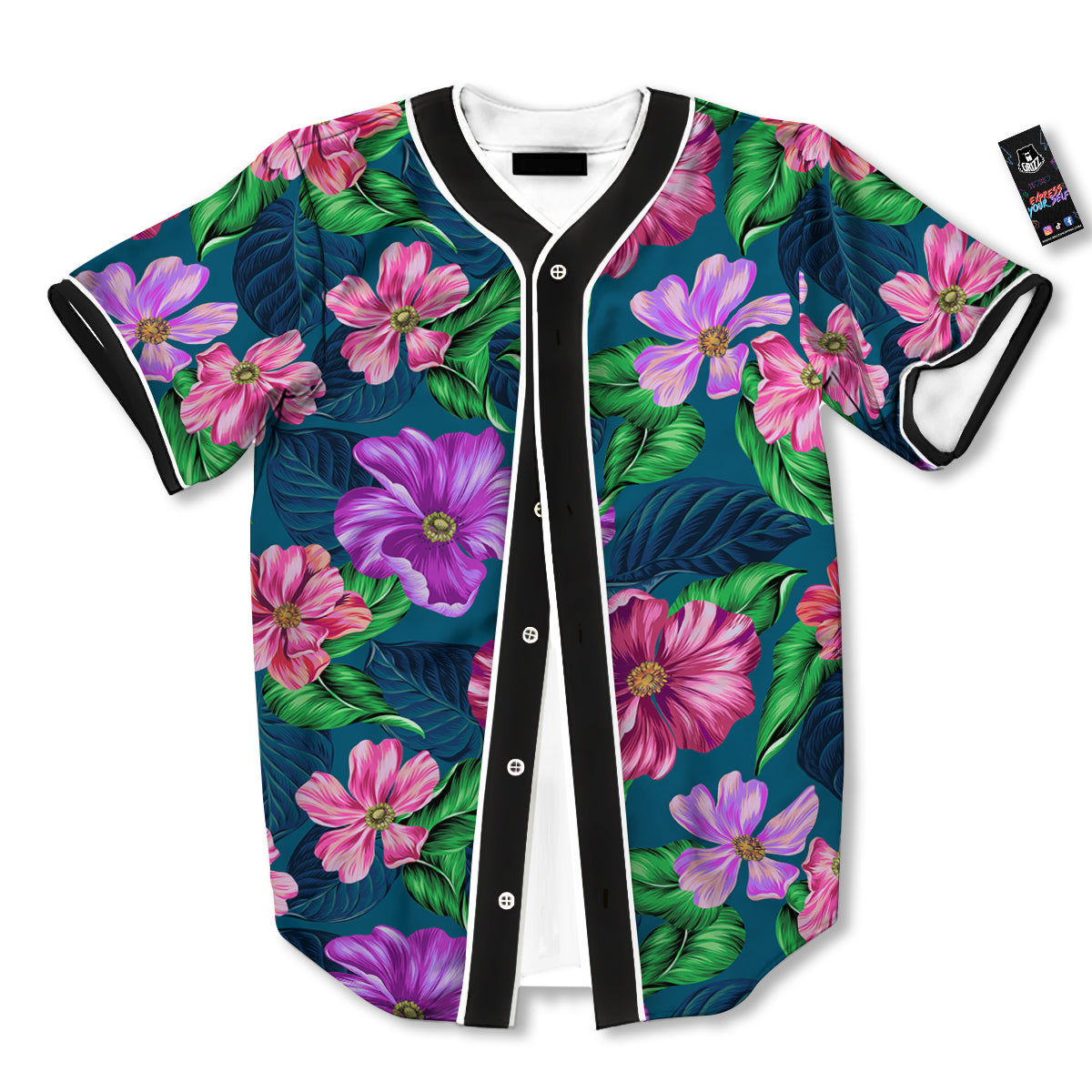Hawaii Flowers Tropical Print Pattern Baseball Jersey-grizzshop