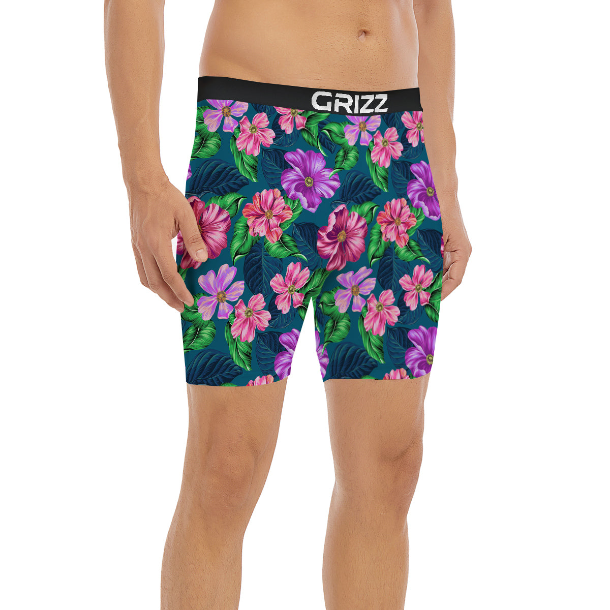 Hawaii Flowers Tropical Print Pattern Boxer Briefs-grizzshop