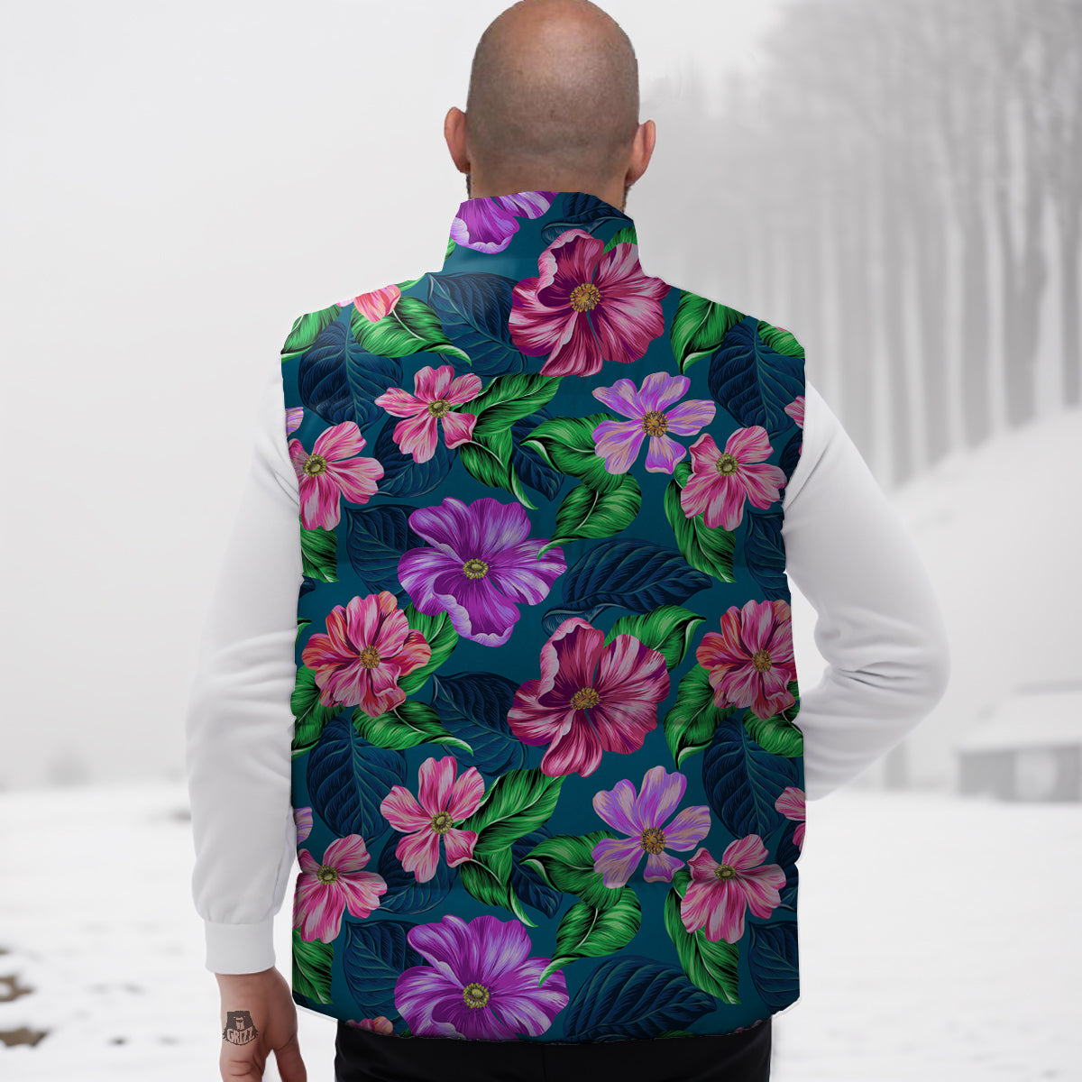 Hawaii Flowers Tropical Print Pattern Down Vest-grizzshop