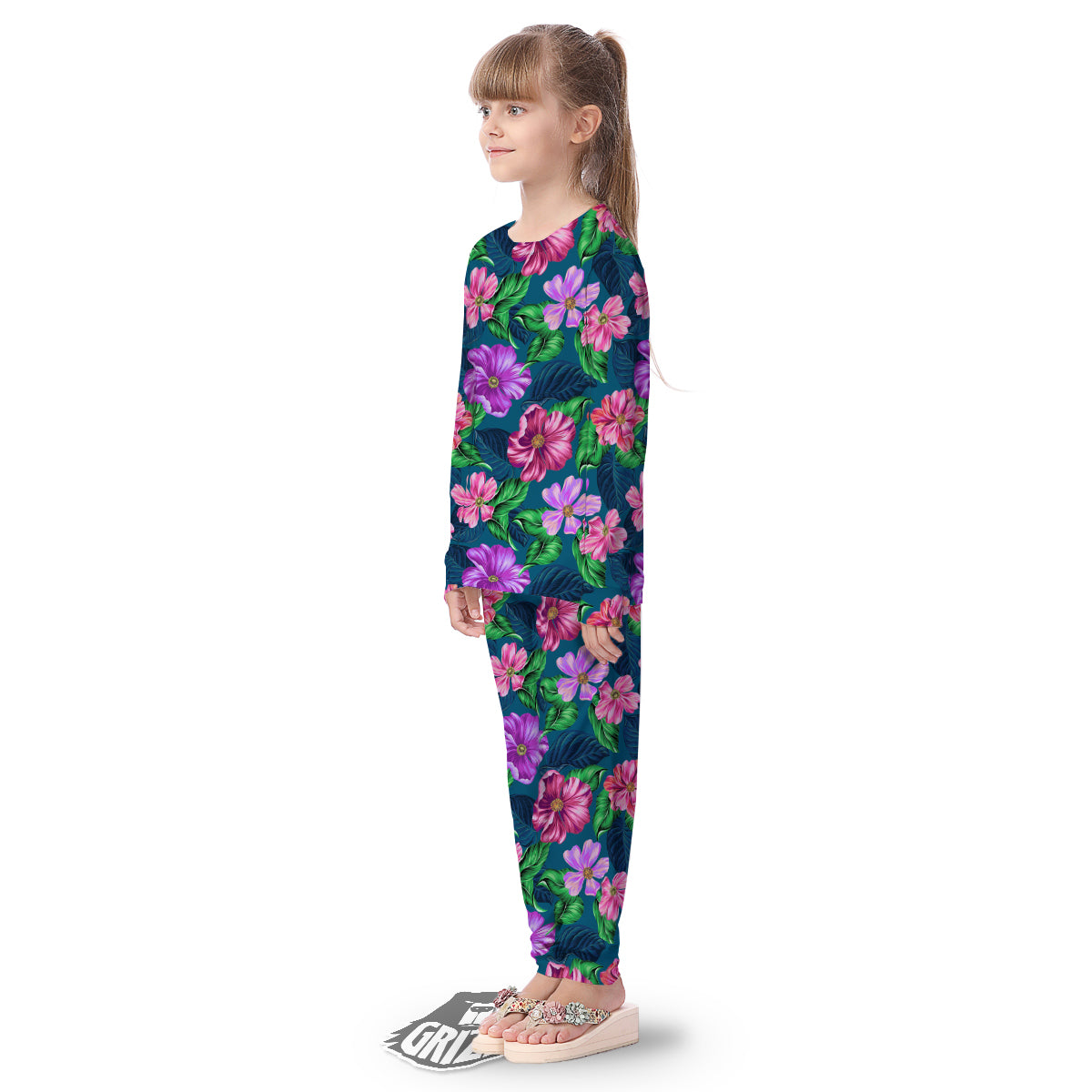 Hawaii Flowers Tropical Print Pattern Kid's Pajamas-grizzshop