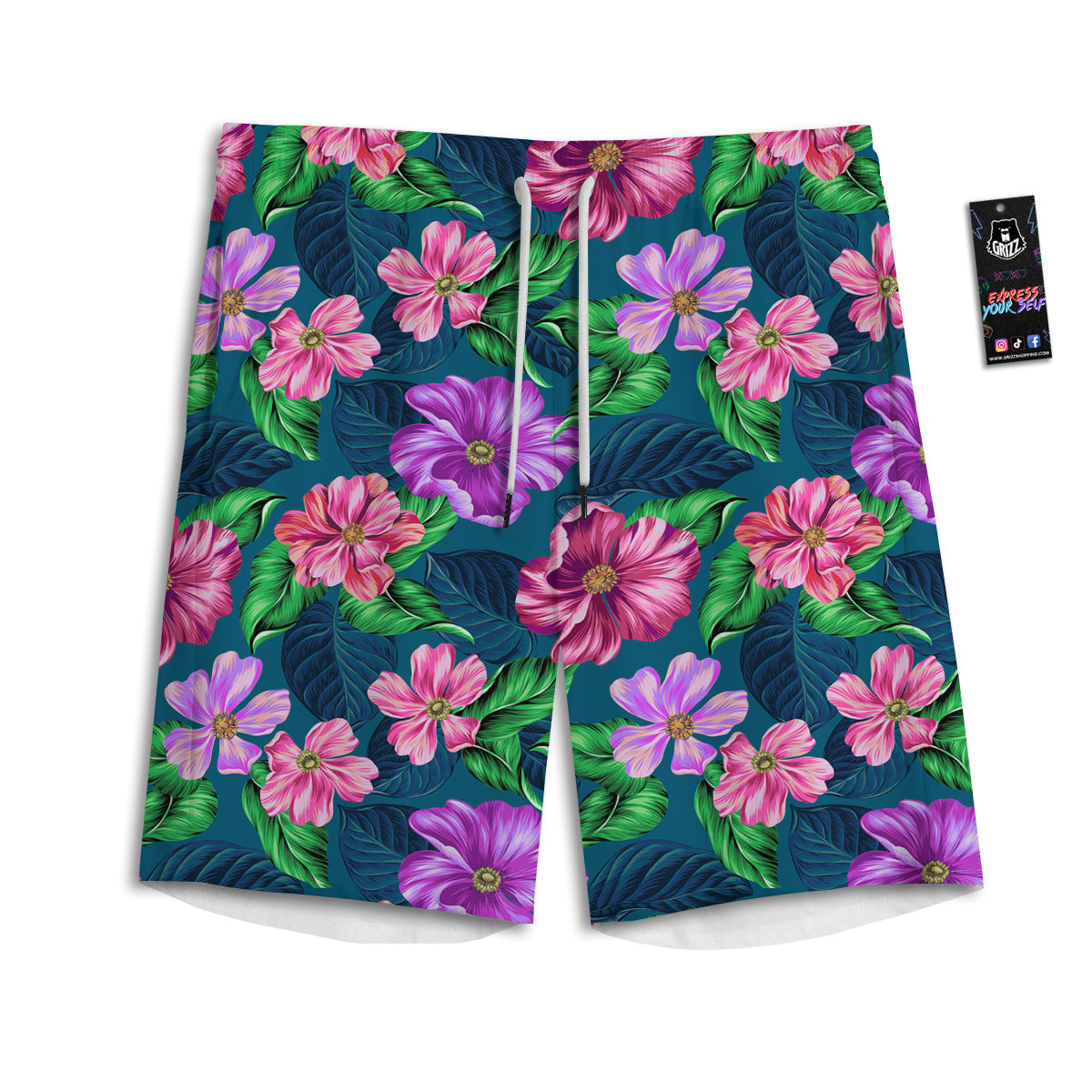 Hawaii Flowers Tropical Print Pattern Men's Athletic Shorts-grizzshop