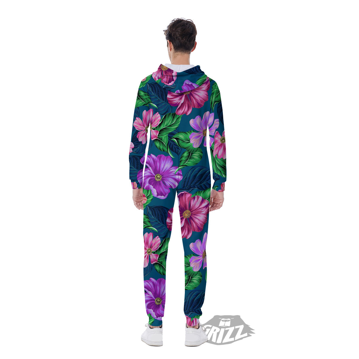 Hawaii Flowers Tropical Print Pattern Men's Jumpsuit-grizzshop