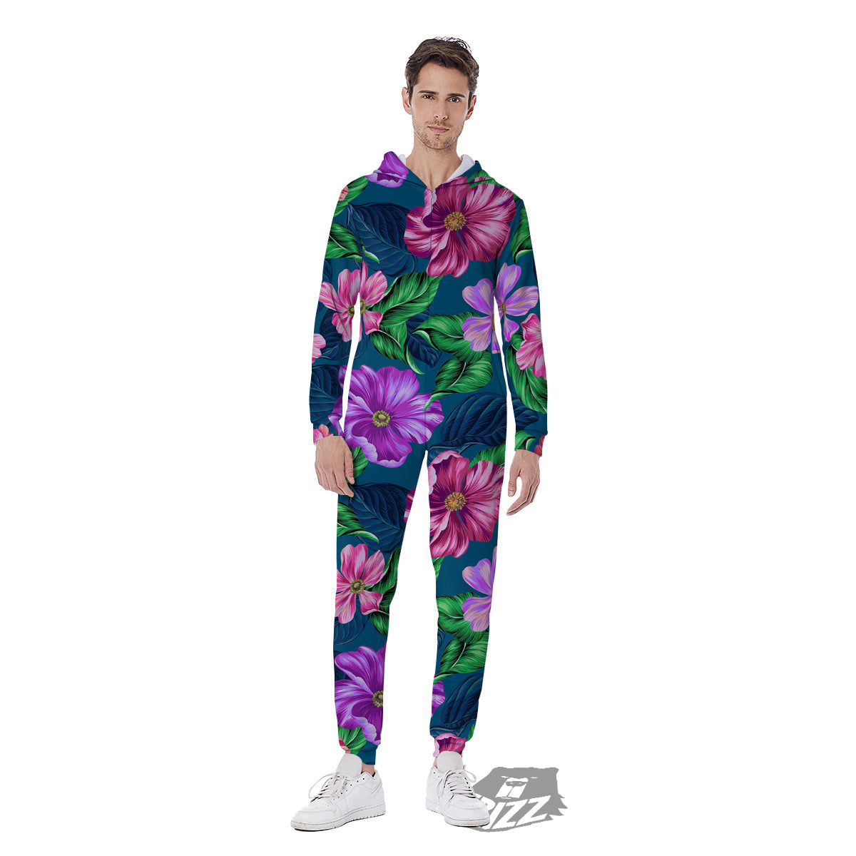 Hawaii Flowers Tropical Print Pattern Men's Jumpsuit-grizzshop