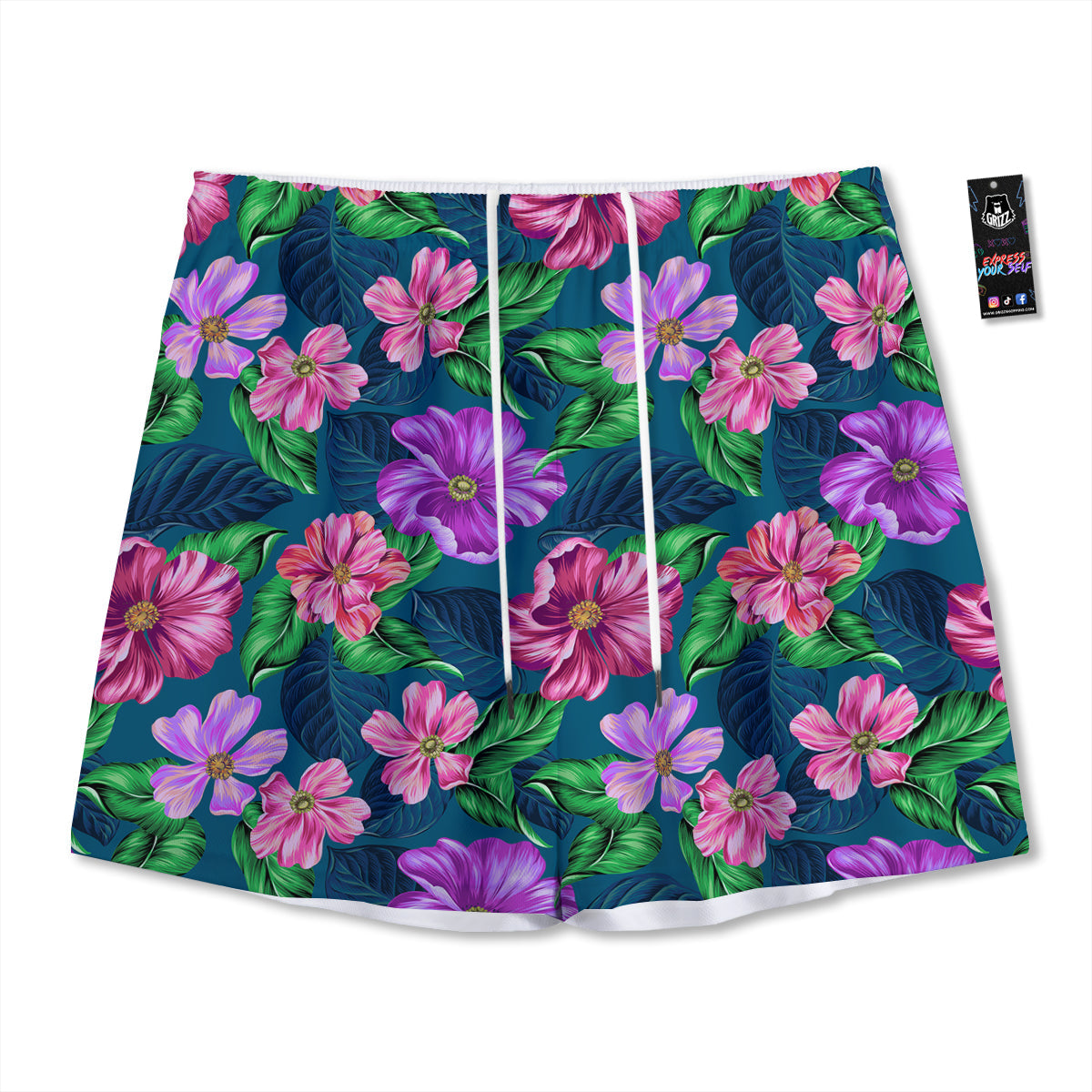 Hawaii Flowers Tropical Print Pattern Mesh Shorts