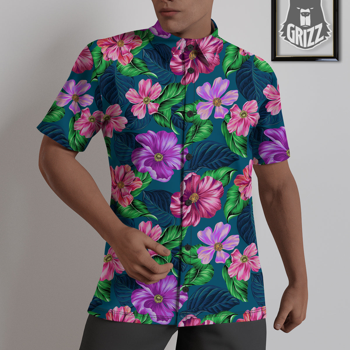 Hawaii Flowers Tropical Print Pattern Untucked Shirts-grizzshop