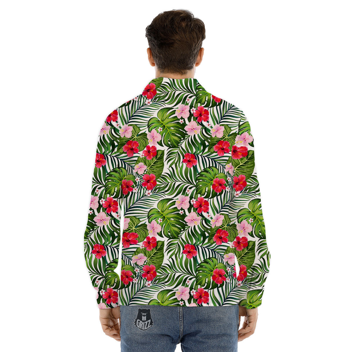 Hawaii Hibiscus Monstera Print Pattern Men's Dress Shirts-grizzshop