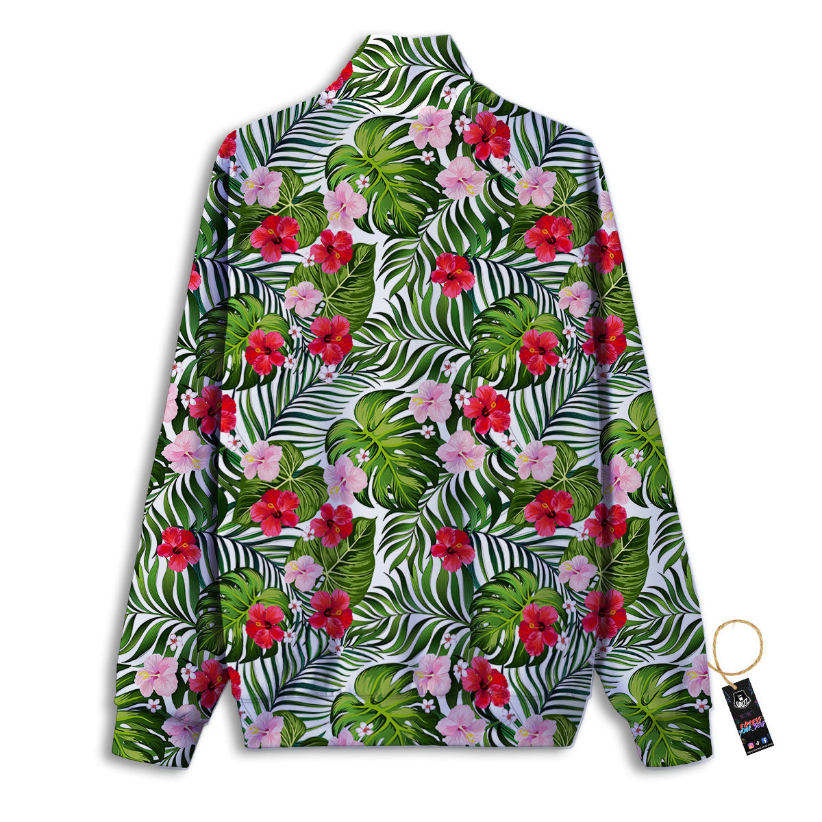 Hawaii Hibiscus Monstera Print Pattern Track Jacket-grizzshop