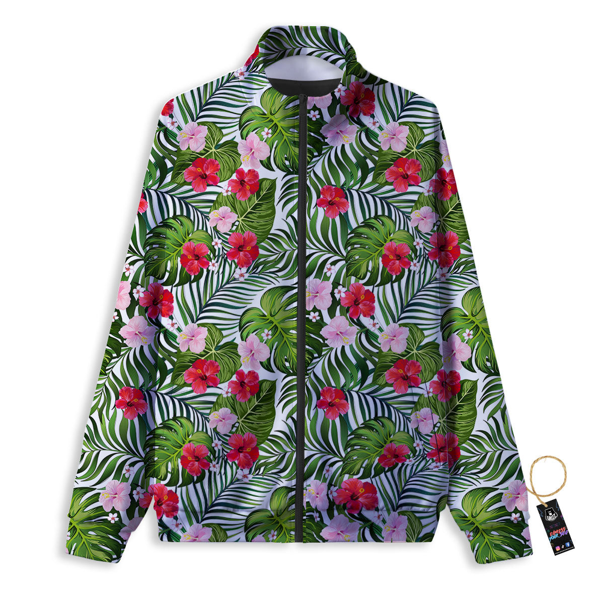 Hawaii Hibiscus Monstera Print Pattern Track Jacket-grizzshop