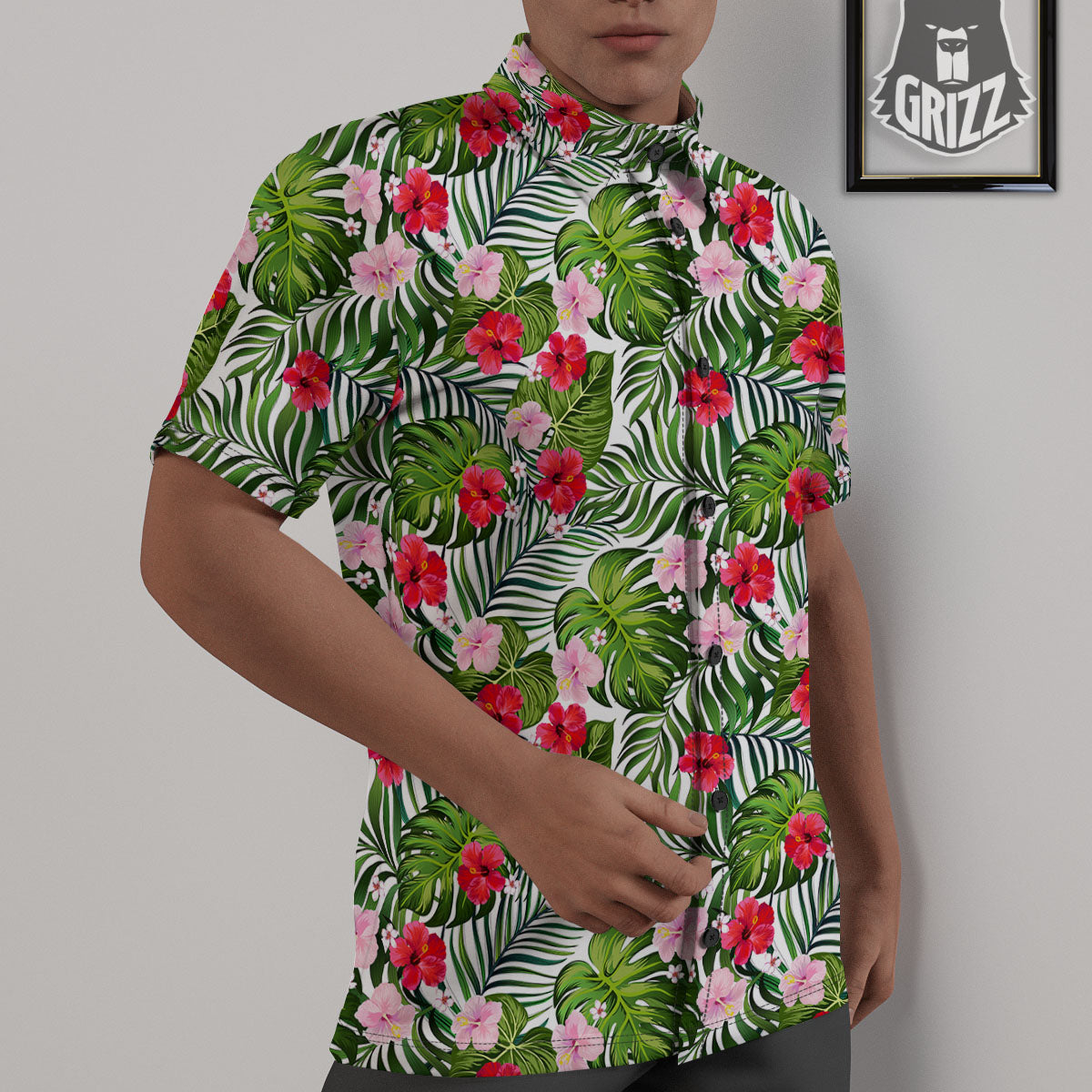 Hawaii Hibiscus Monstera Print Pattern Untucked Shirts-grizzshop