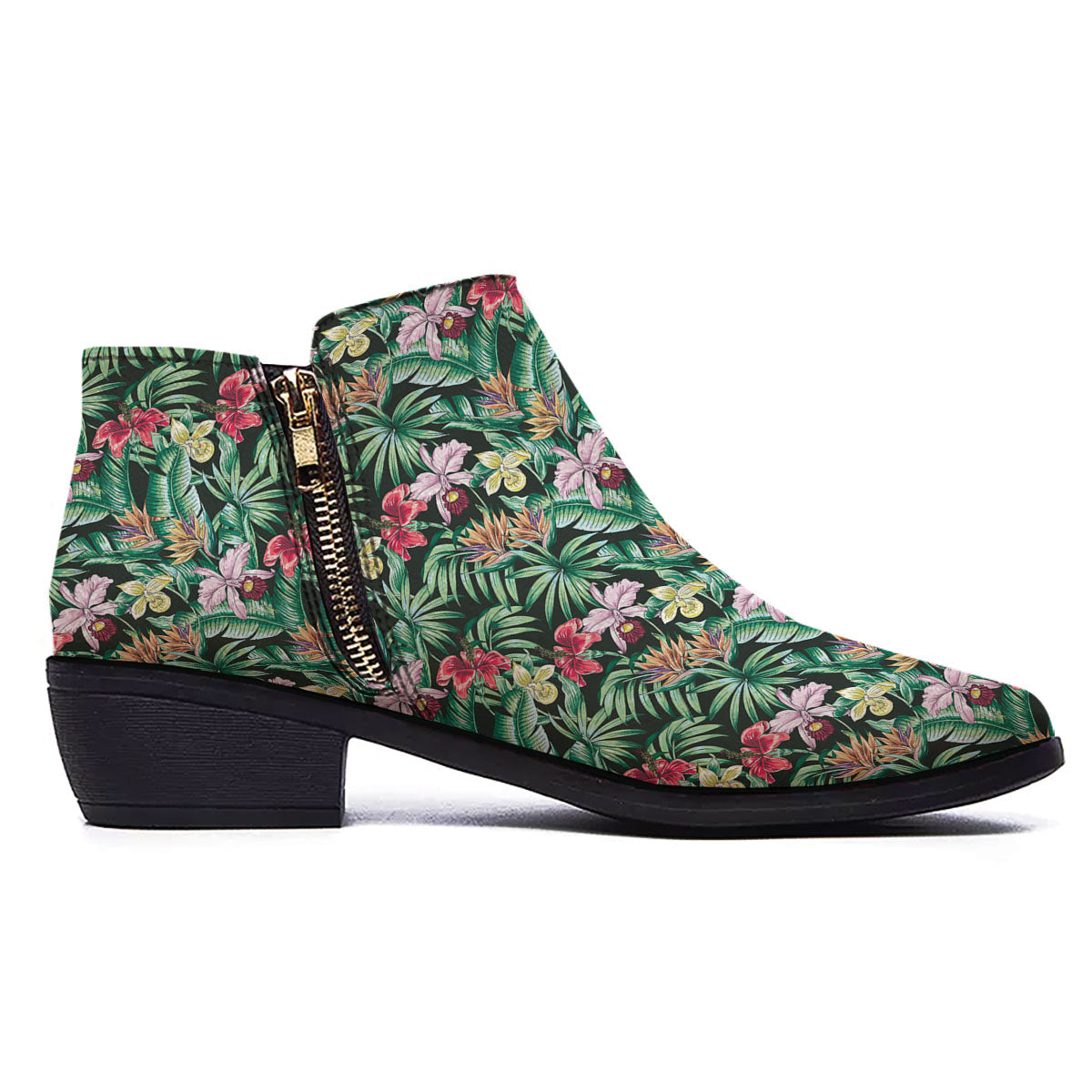 Hawaii Hibiscus Orchids Print Pattern Ankle Boots-grizzshop