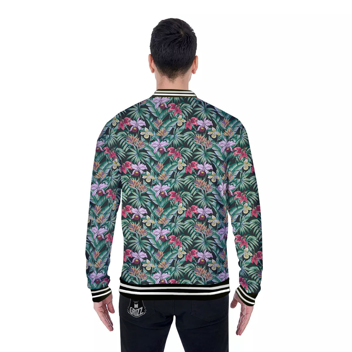 Hawaii Hibiscus Orchids Print Pattern Baseball Jacket-grizzshop