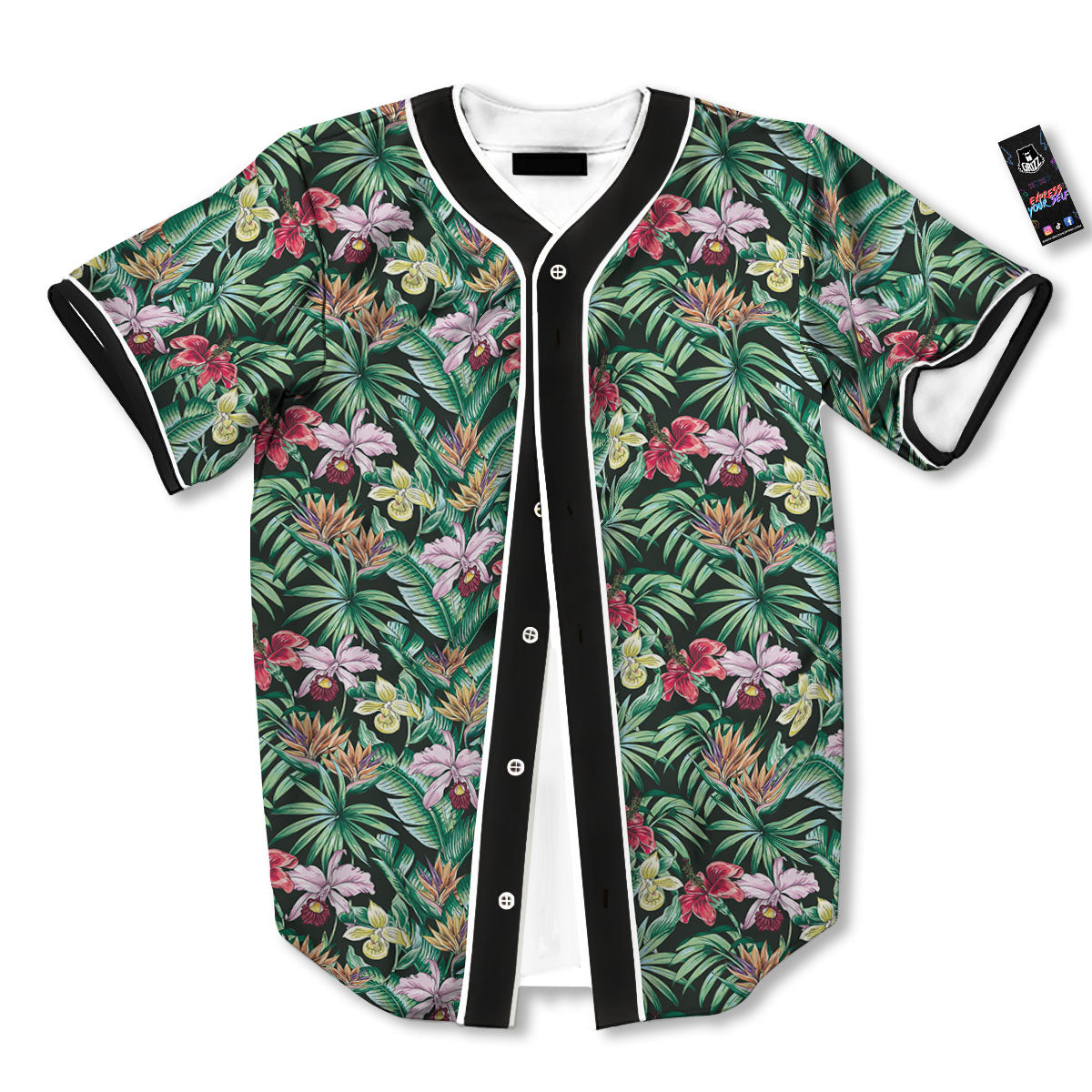 Hawaii Hibiscus Orchids Print Pattern Baseball Jersey-grizzshop