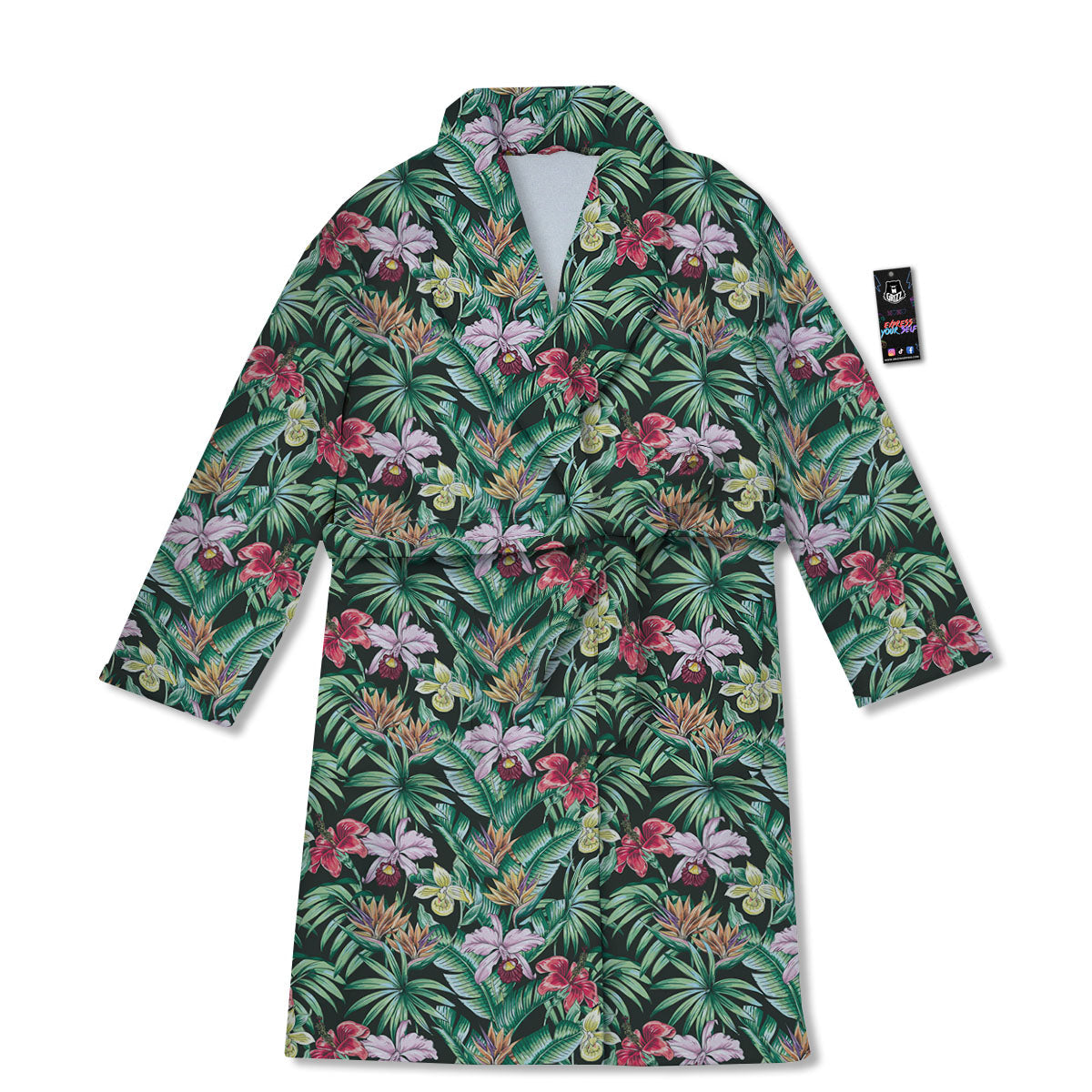 Hawaii Hibiscus Orchids Print Pattern Bathrobe-grizzshop