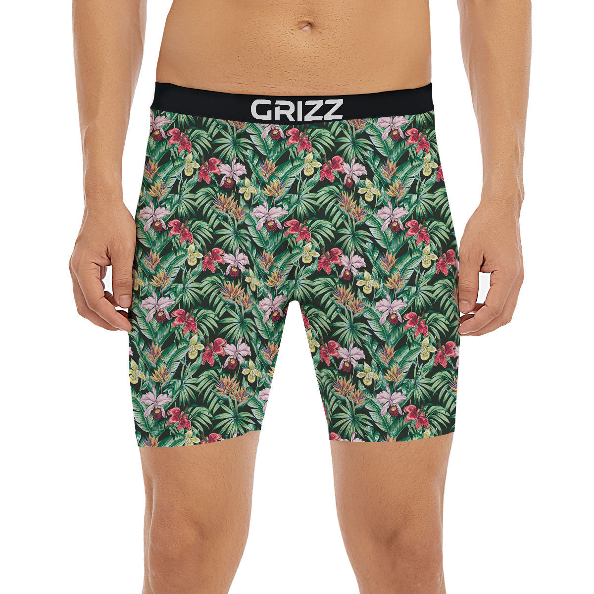 Hawaii Hibiscus Orchids Print Pattern Boxer Briefs-grizzshop