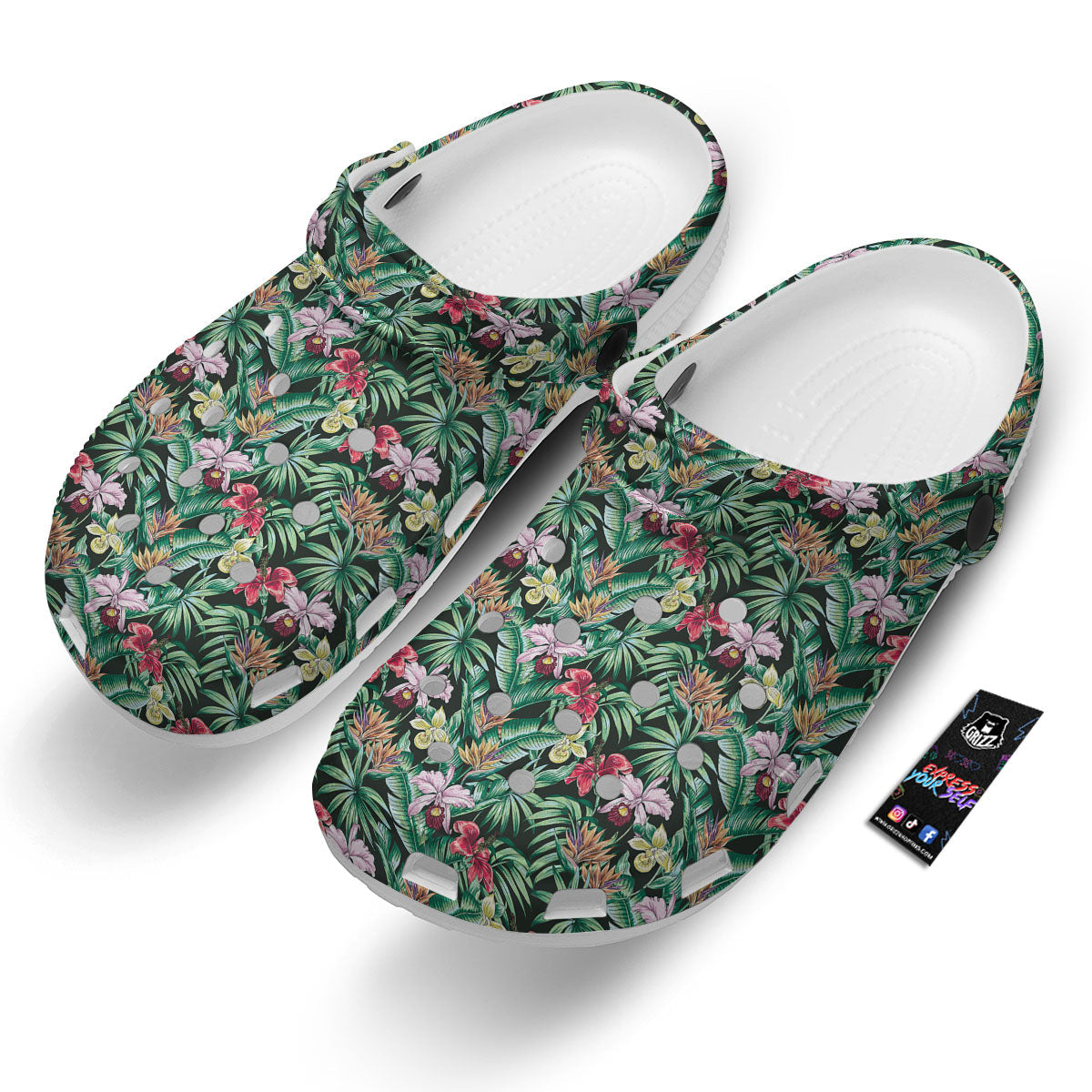 Hawaii Hibiscus Orchids Print Pattern Clog-grizzshop