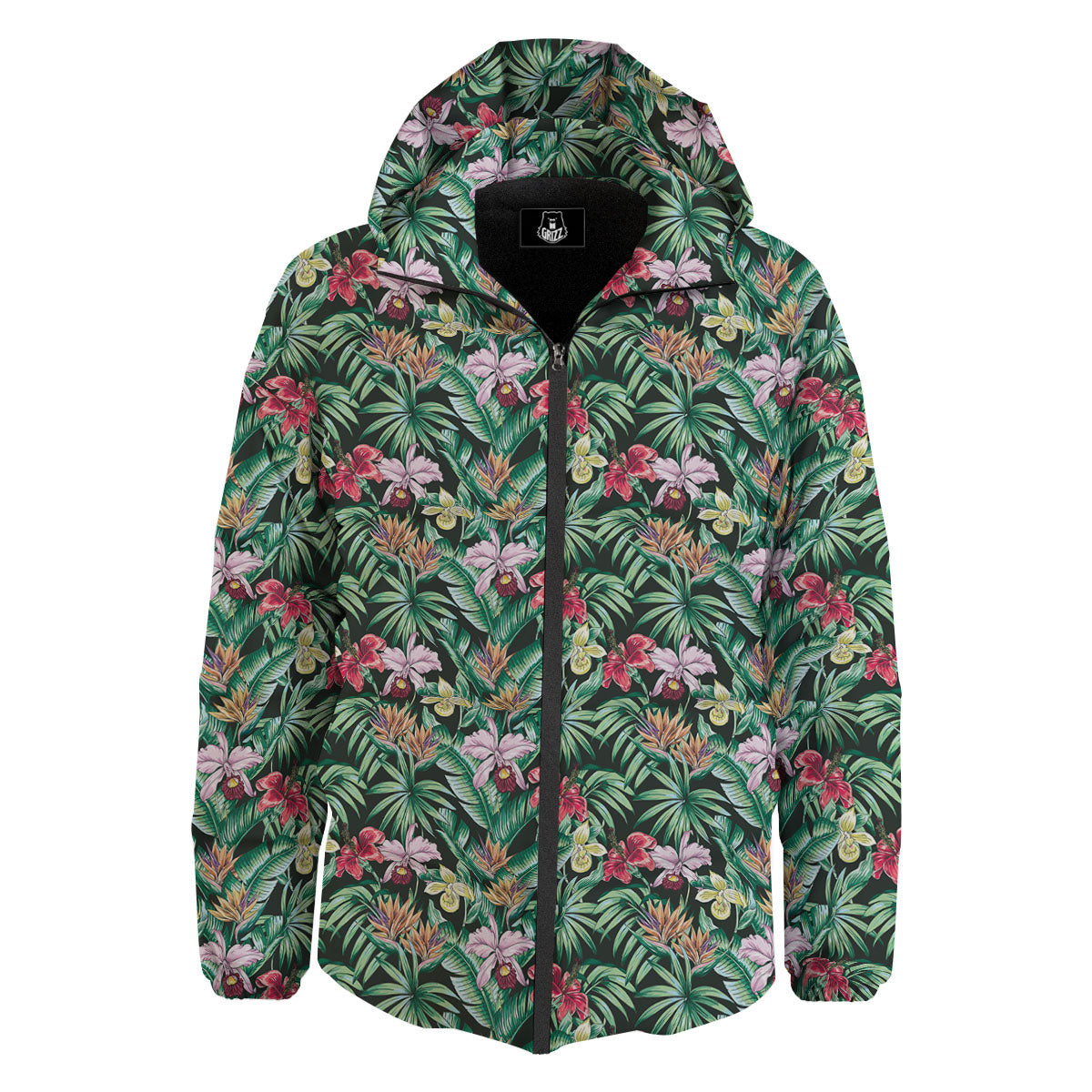 Hawaii Hibiscus Orchids Print Pattern Down Jacket-grizzshop