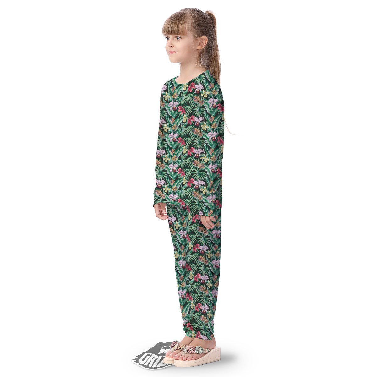 Hawaii Hibiscus Orchids Print Pattern Kid's Pajamas-grizzshop