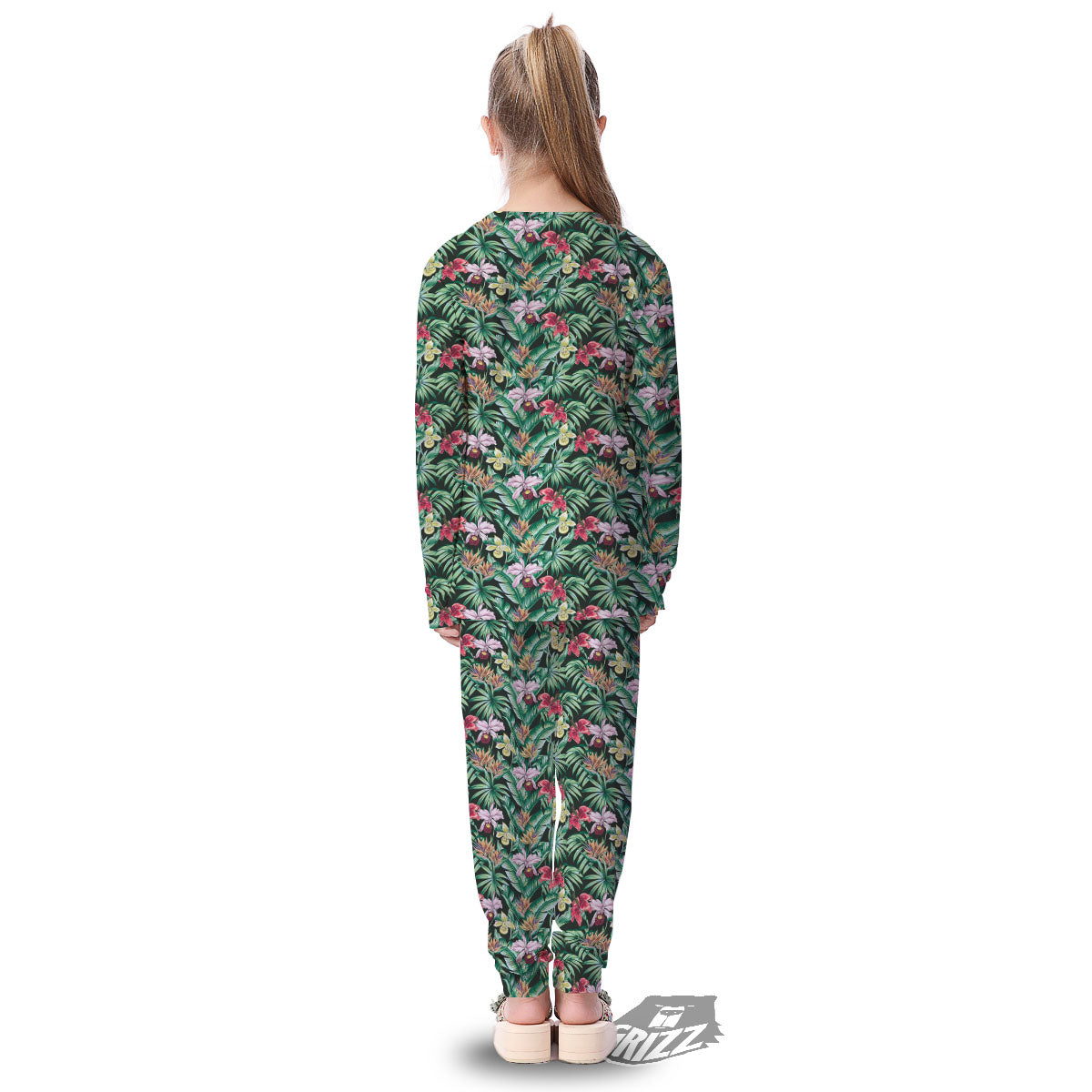 Hawaii Hibiscus Orchids Print Pattern Kid's Pajamas-grizzshop