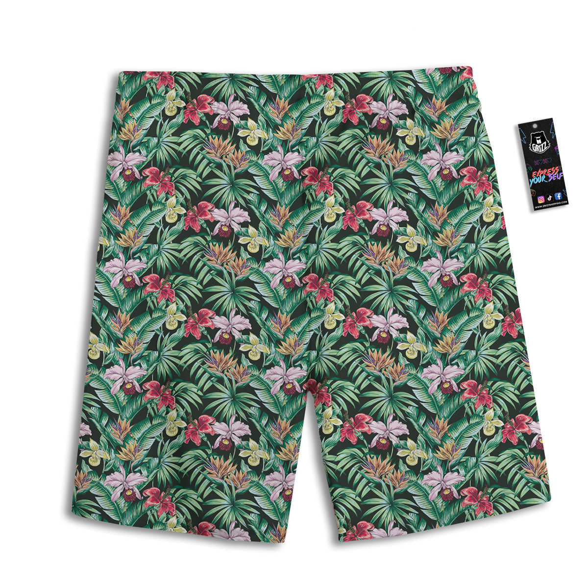 Hawaii Hibiscus Orchids Print Pattern Men's Athletic Shorts