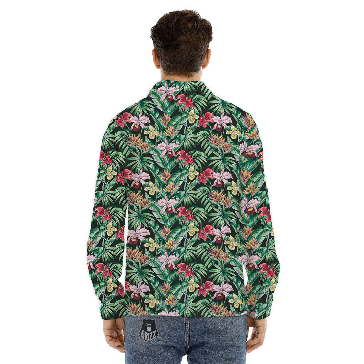 Hawaii Hibiscus Orchids Print Pattern Men's Dress Shirts-grizzshop