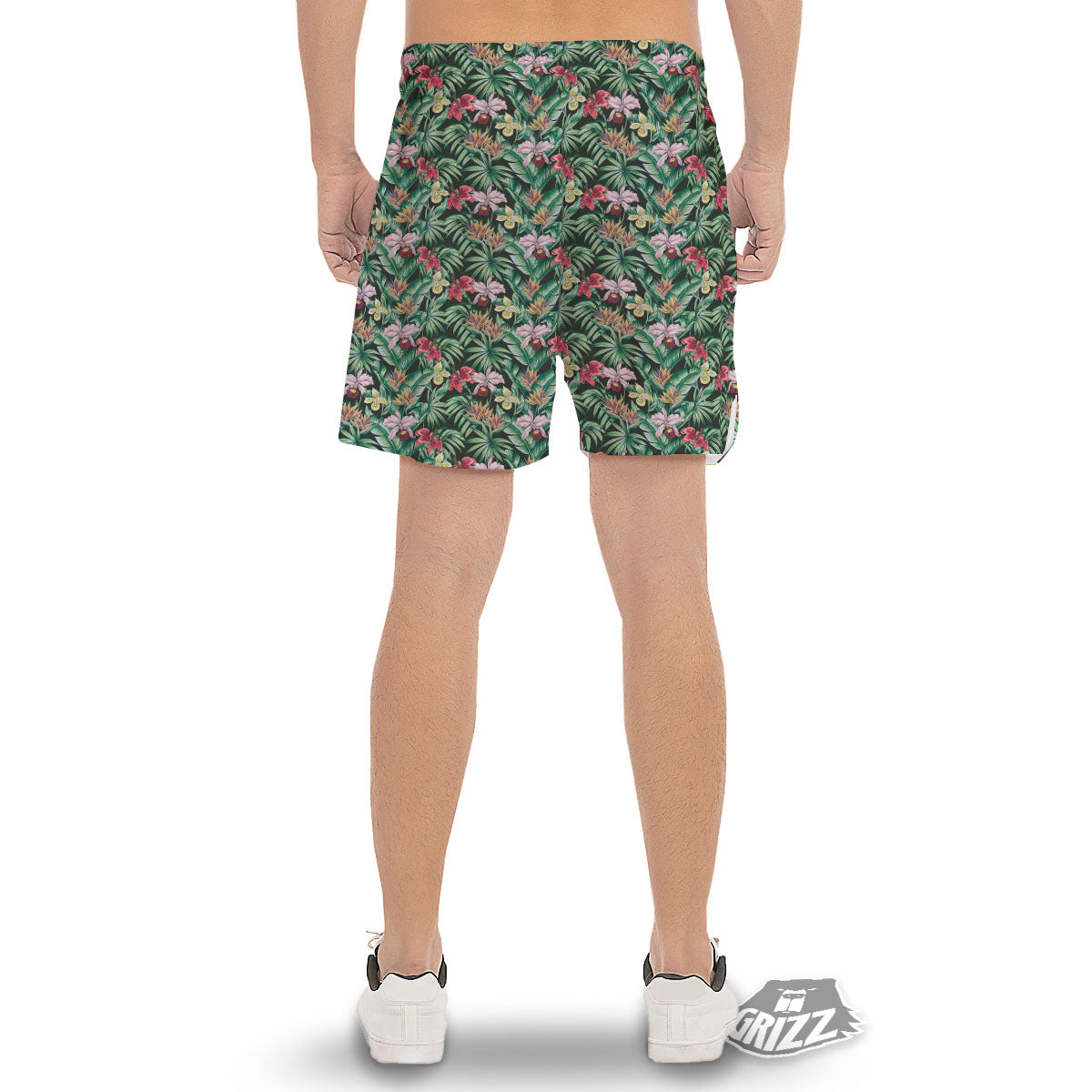 Hawaii Hibiscus Orchids Print Pattern Men's Gym Shorts-grizzshop