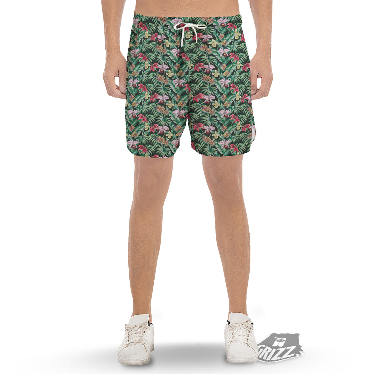 Hawaii Hibiscus Orchids Print Pattern Men's Gym Shorts-grizzshop
