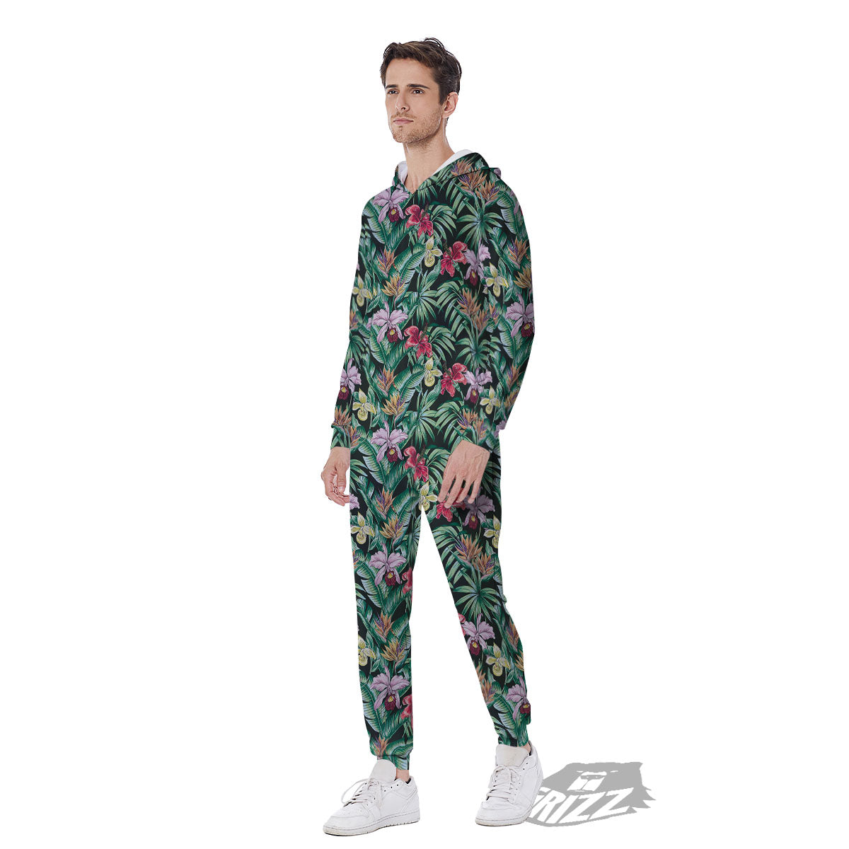 Hawaii Hibiscus Orchids Print Pattern Men's Jumpsuit-grizzshop