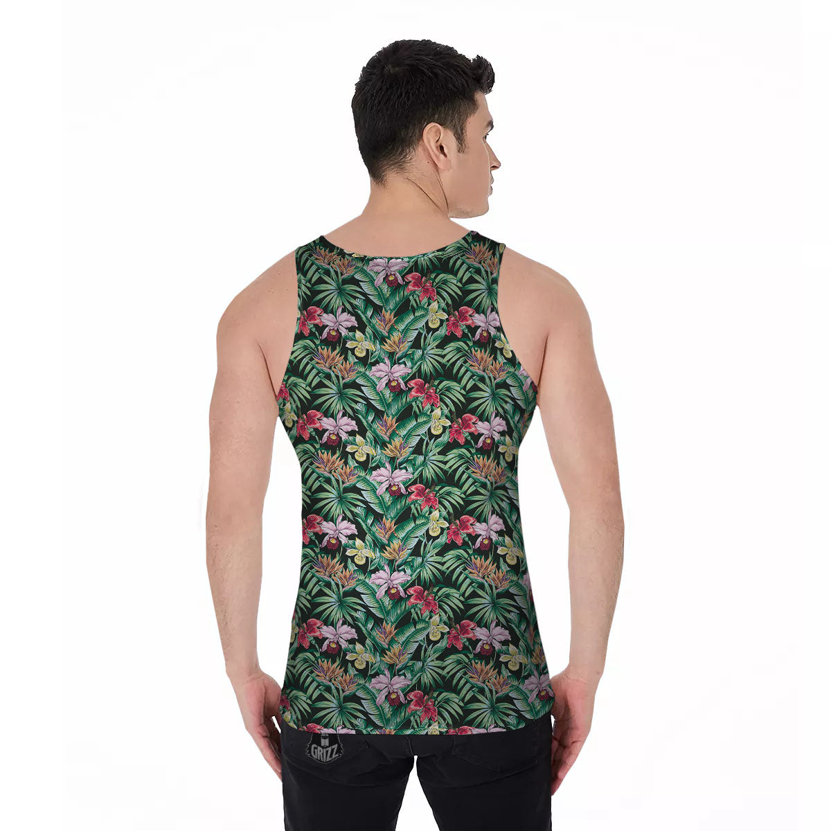Hawaii Hibiscus Orchids Print Pattern Men's Tank Top-grizzshop