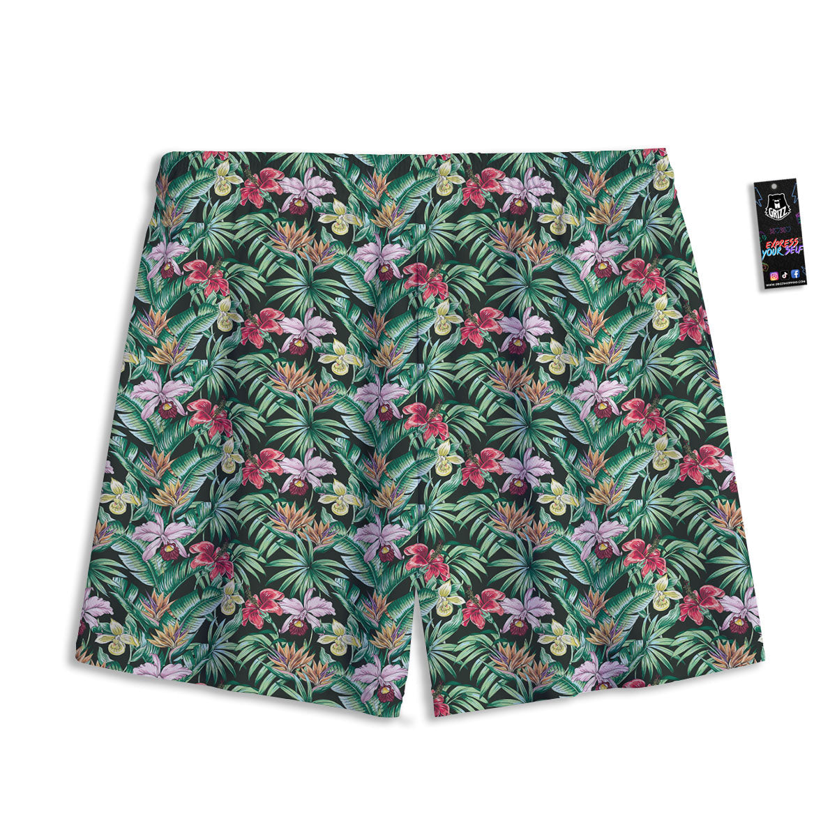 Hawaii Hibiscus Orchids Print Pattern Mesh Shorts