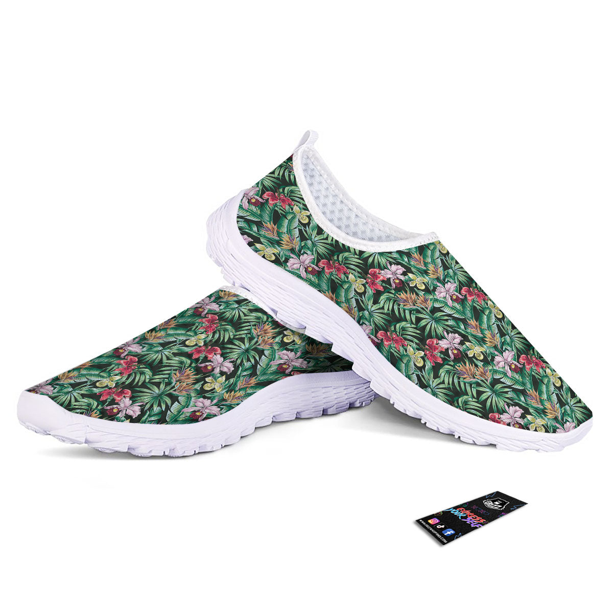 Hawaii Hibiscus Orchids Print Pattern Nurse Shoes-grizzshop