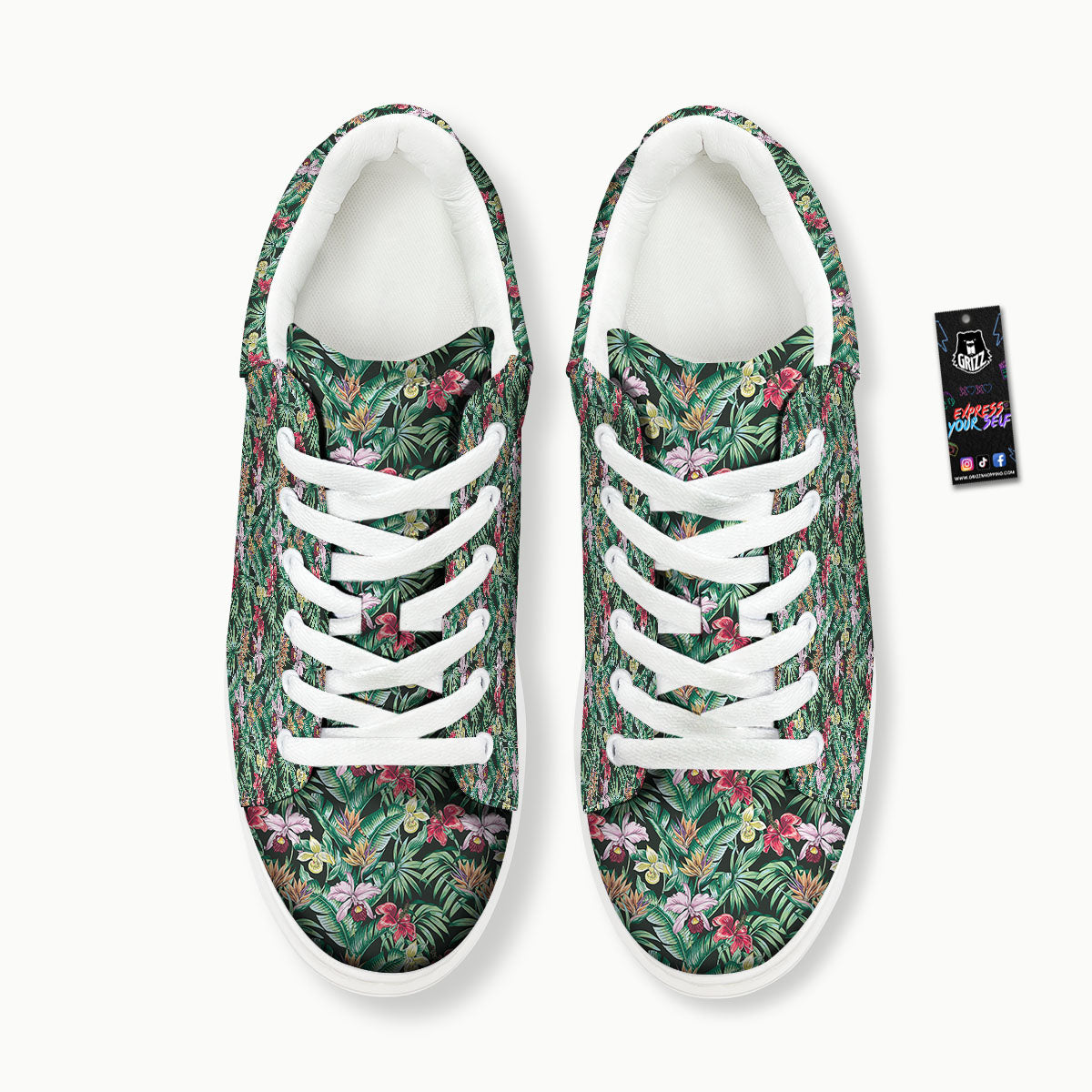 Hawaii Hibiscus Orchids Print Pattern Platform Shoes-grizzshop