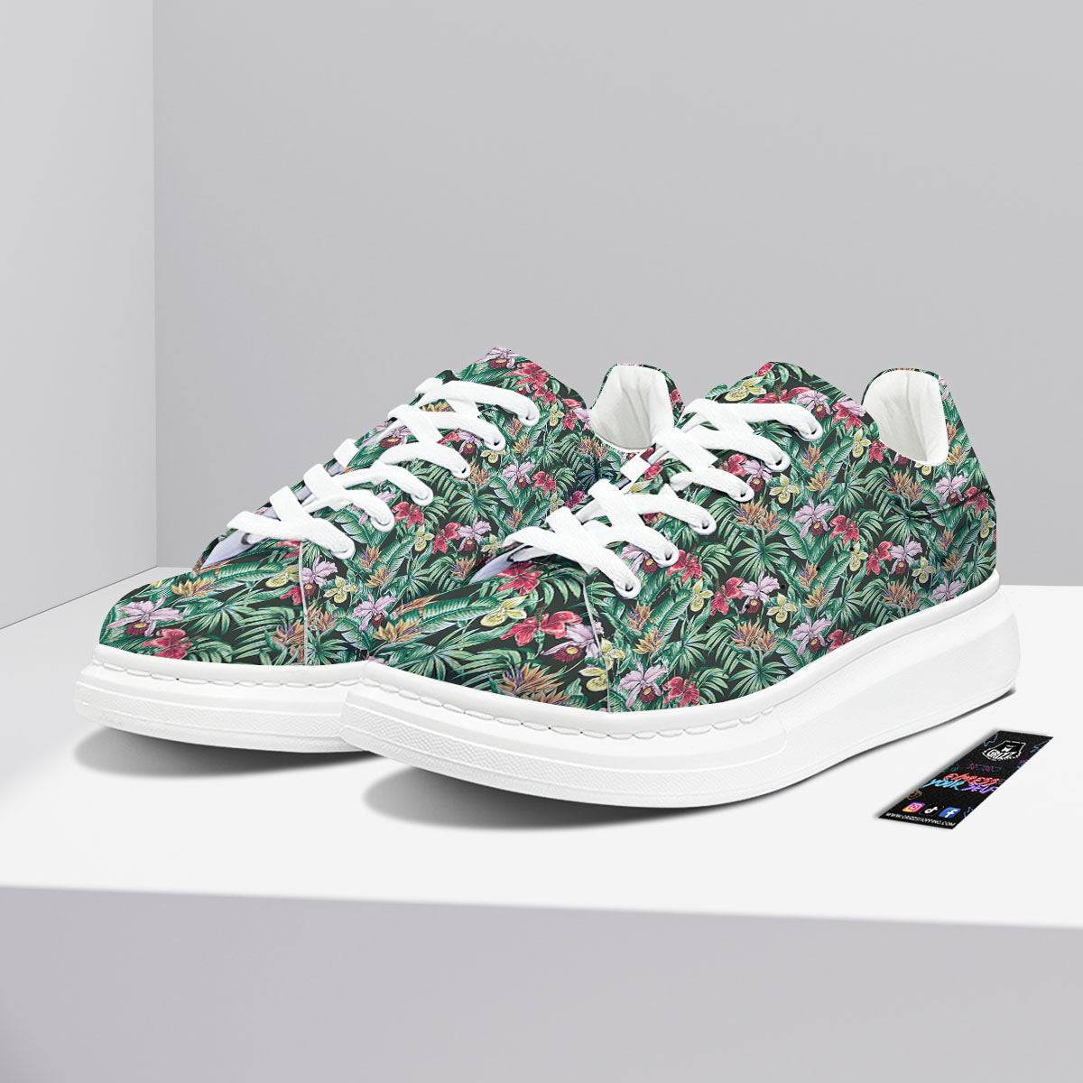 Hawaii Hibiscus Orchids Print Pattern Platform Shoes-grizzshop