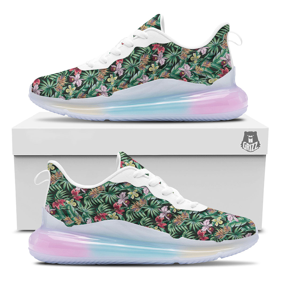 Hawaii Hibiscus Orchids Print Pattern Running Sneakers-grizzshop