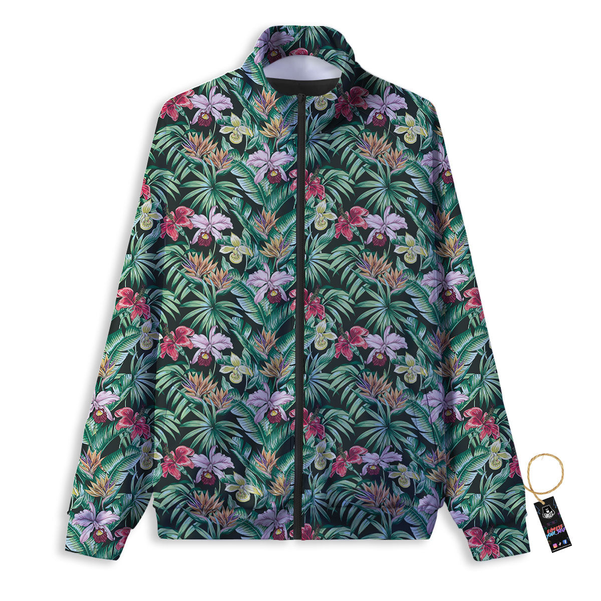 Hawaii Hibiscus Orchids Print Pattern Track Jacket-grizzshop