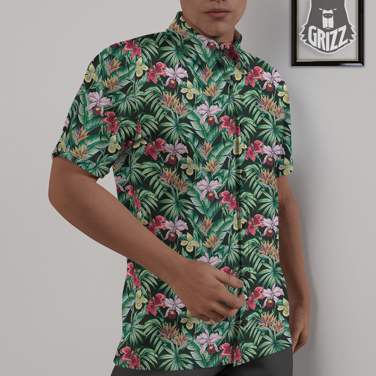 Hawaii Hibiscus Orchids Print Pattern Untucked Shirts-grizzshop