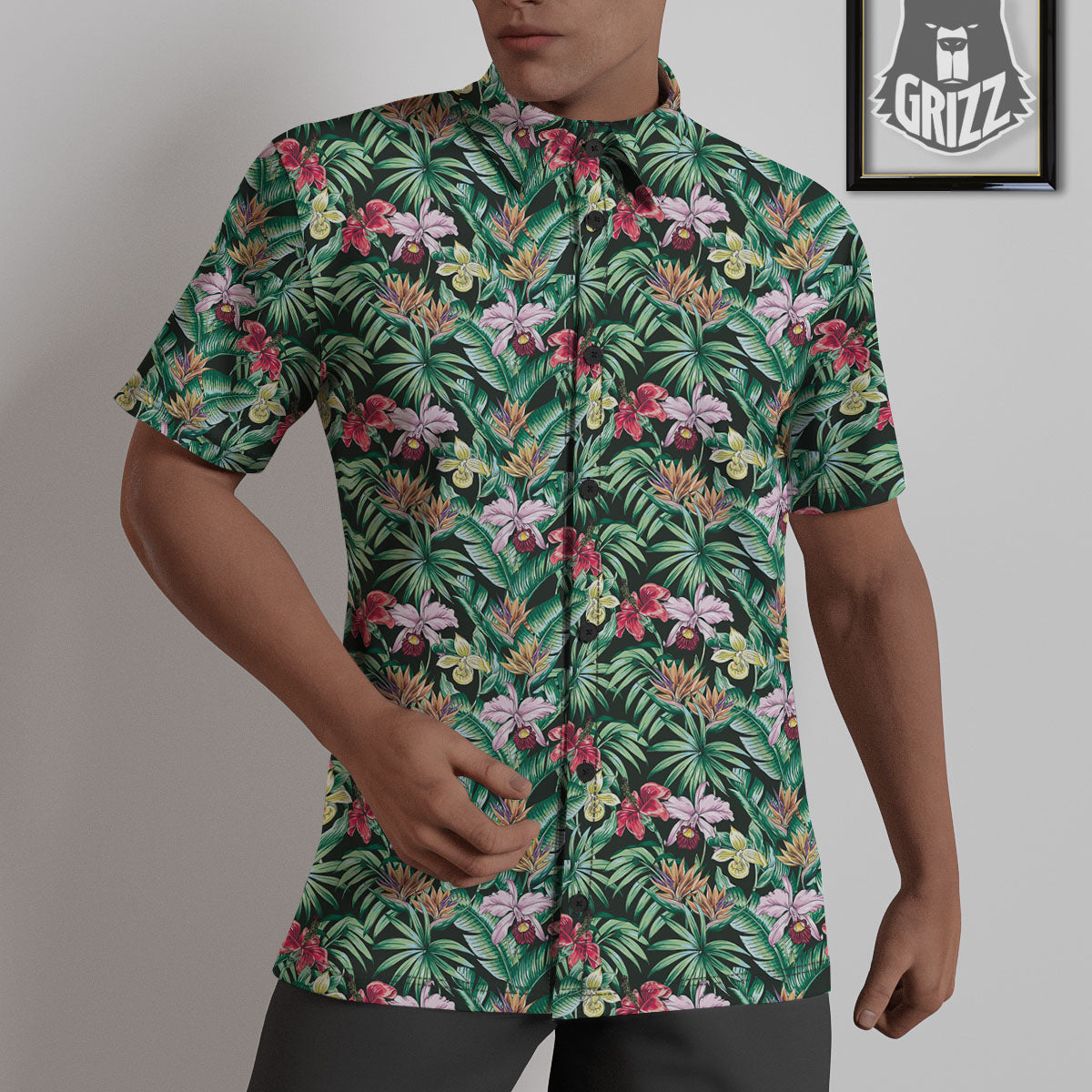 Hawaii Hibiscus Orchids Print Pattern Untucked Shirts-grizzshop