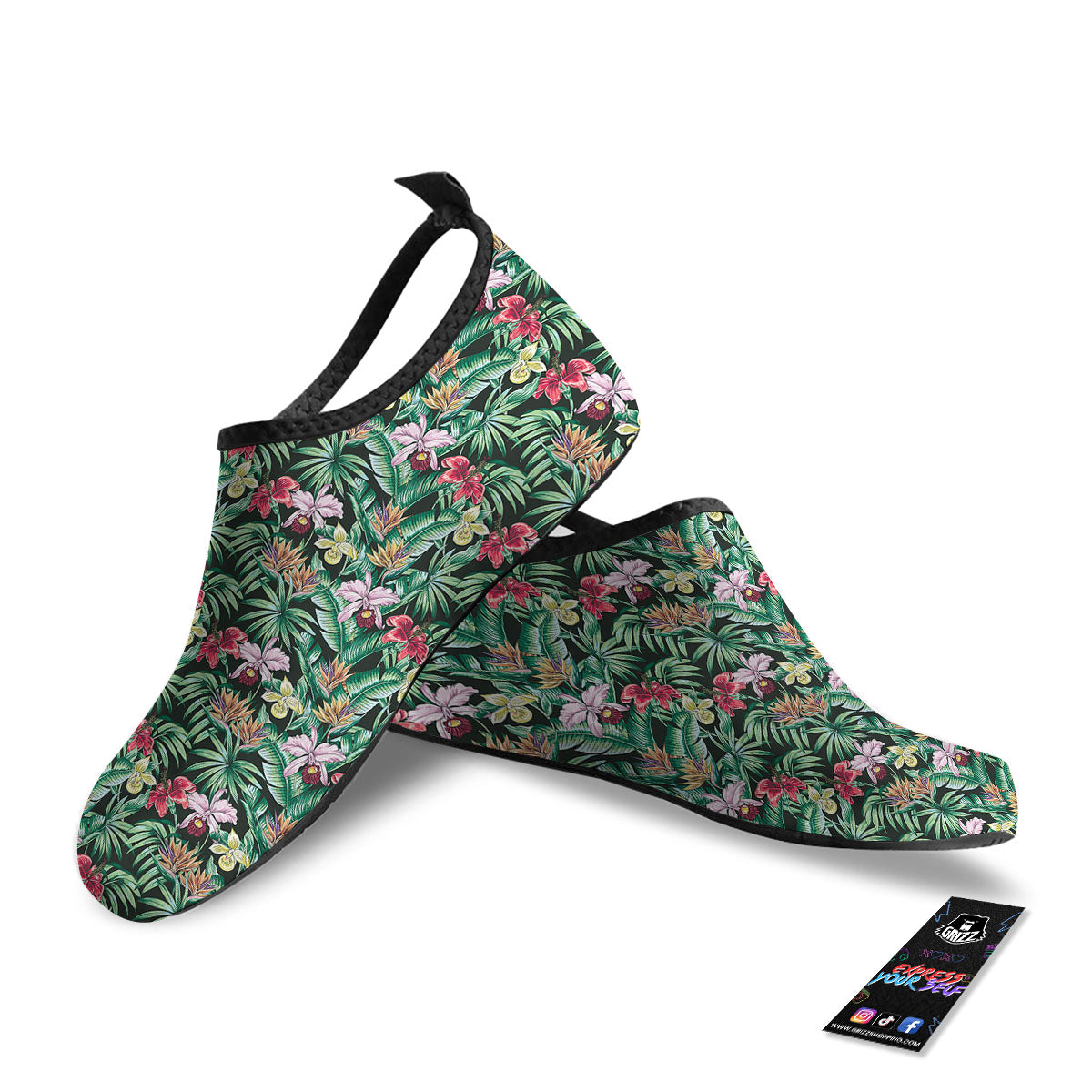 Hawaii Hibiscus Orchids Print Pattern Water Shoes-grizzshop
