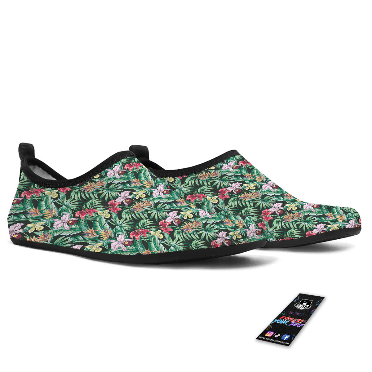Hawaii Hibiscus Orchids Print Pattern Water Shoes-grizzshop