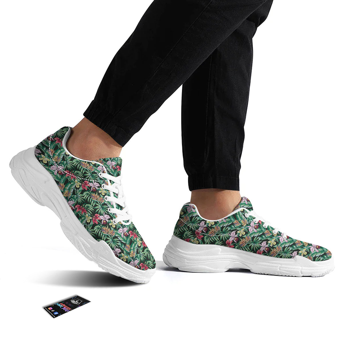 Hawaii Hibiscus Orchids Print Pattern White Chunky Shoes-grizzshop