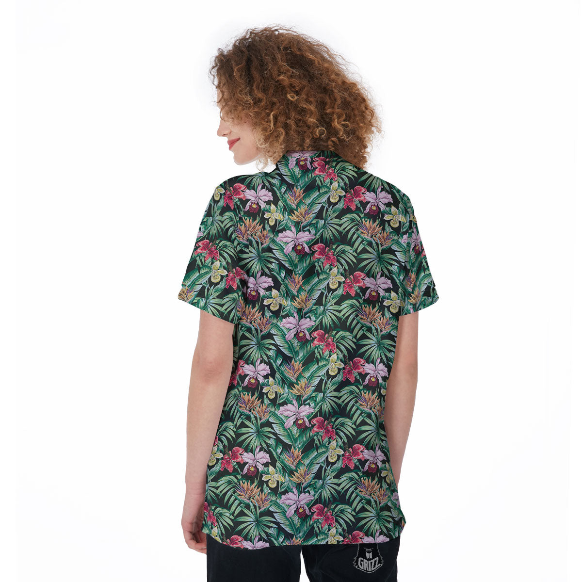 Hawaii Hibiscus Orchids Print Pattern Women's Golf Shirts-grizzshop