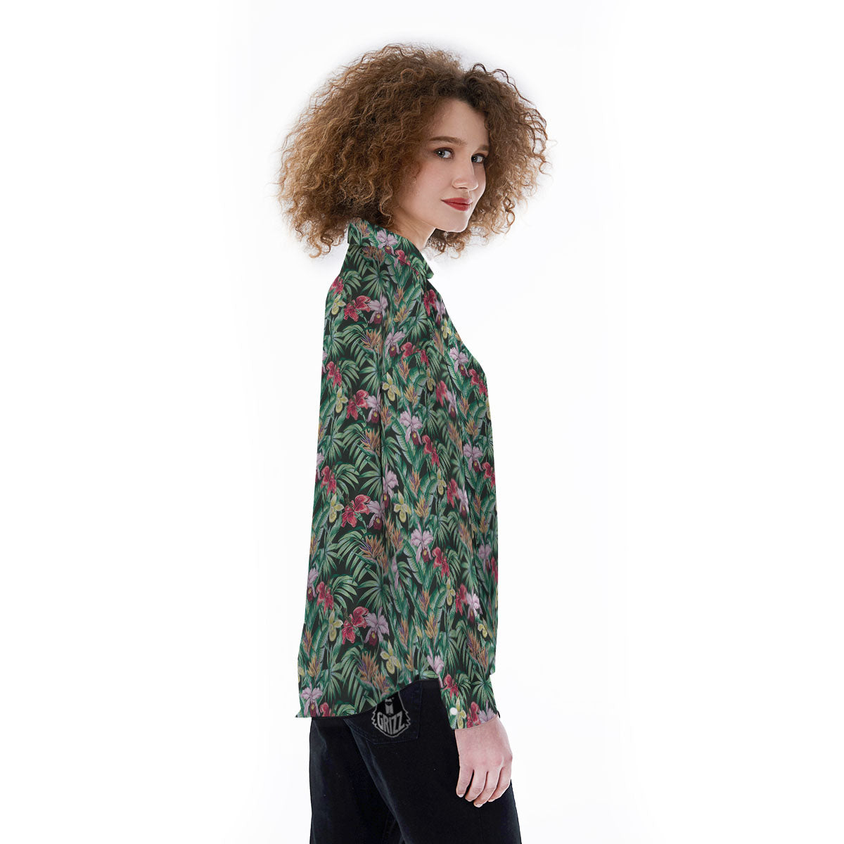 Hawaii Hibiscus Orchids Print Pattern Women's Long Sleeve Shirts-grizzshop