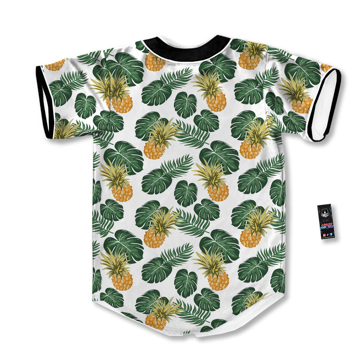 Hawaii Hibiscus Pineapple Print Pattern Baseball Jersey-grizzshop