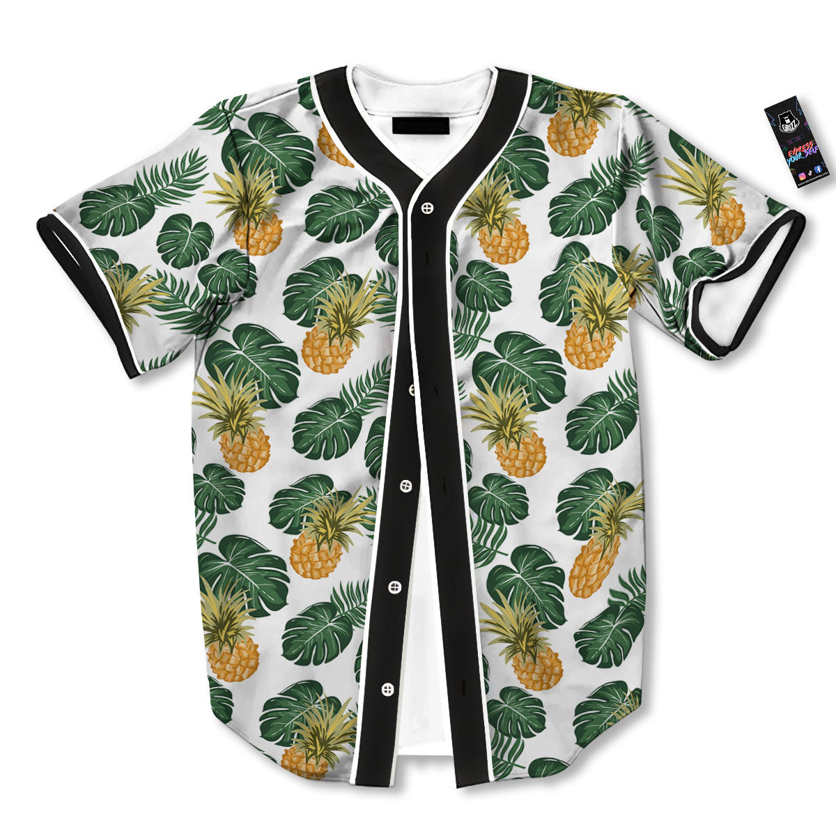 Hawaii Hibiscus Pineapple Print Pattern Baseball Jersey-grizzshop