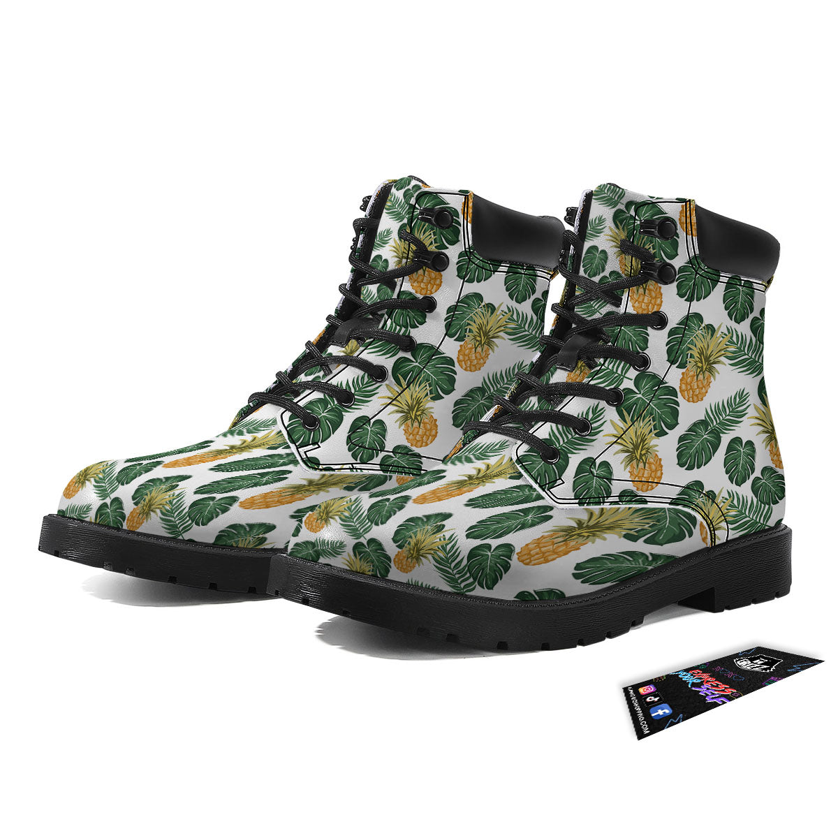 Hawaii Hibiscus Pineapple Print Pattern Boots-grizzshop