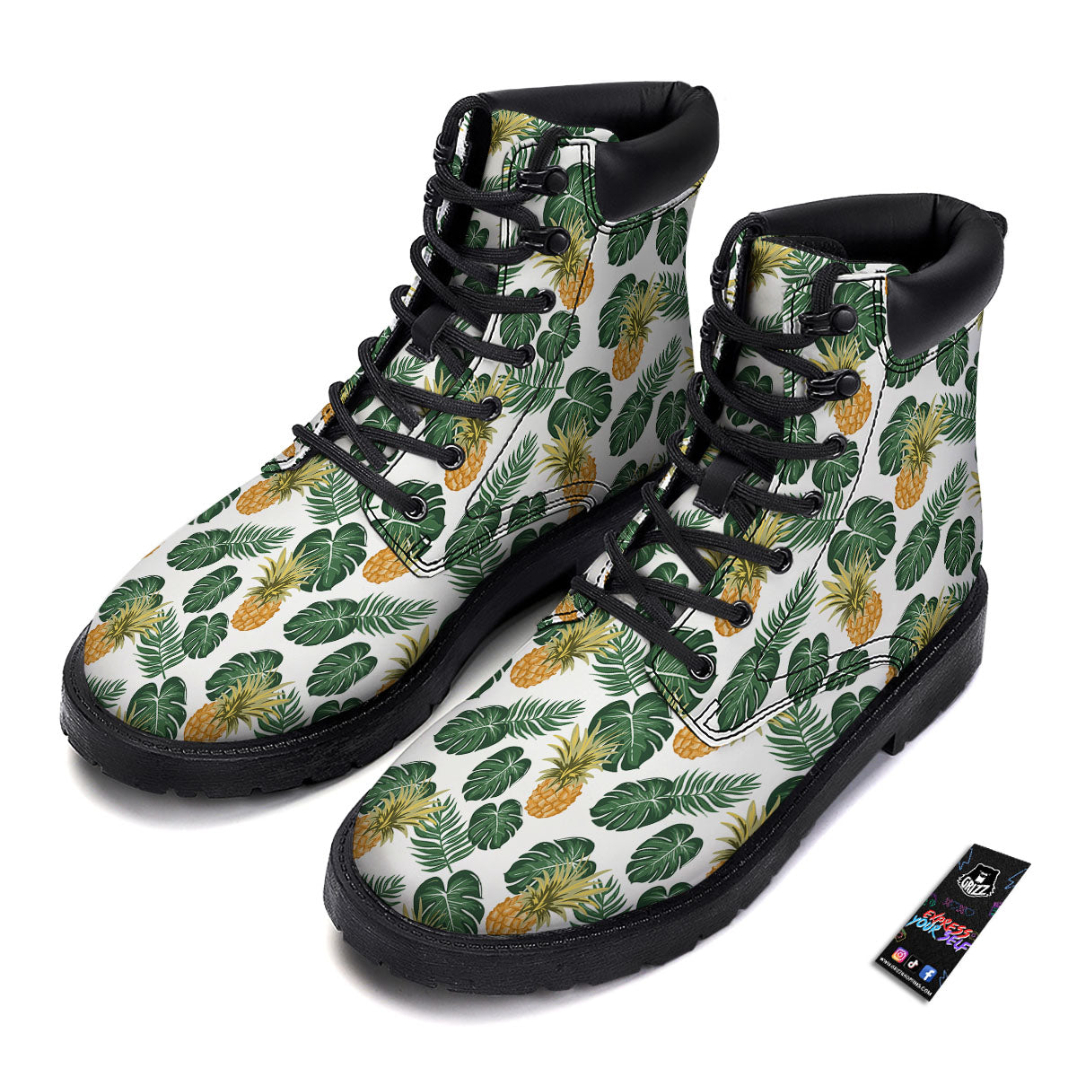 Hawaii Hibiscus Pineapple Print Pattern Boots-grizzshop