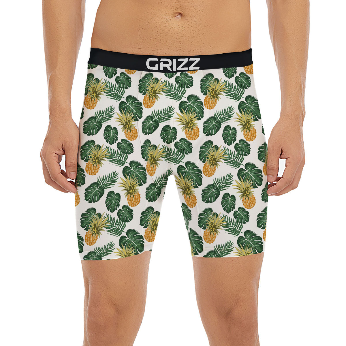 Hawaii Hibiscus Pineapple Print Pattern Boxer Briefs-grizzshop