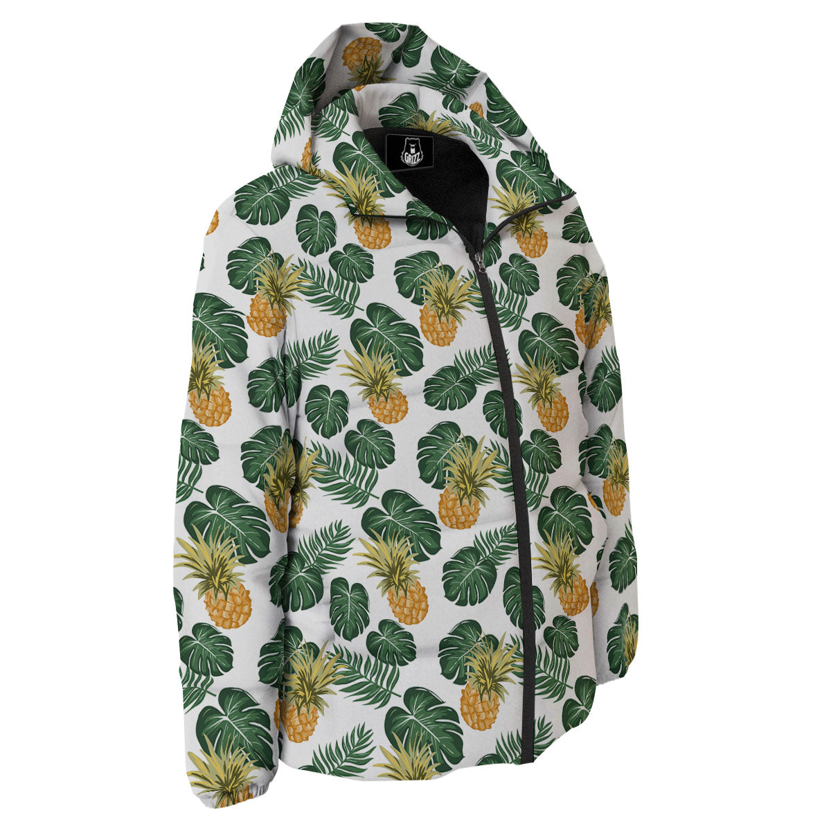 Hawaii Hibiscus Pineapple Print Pattern Down Jacket-grizzshop