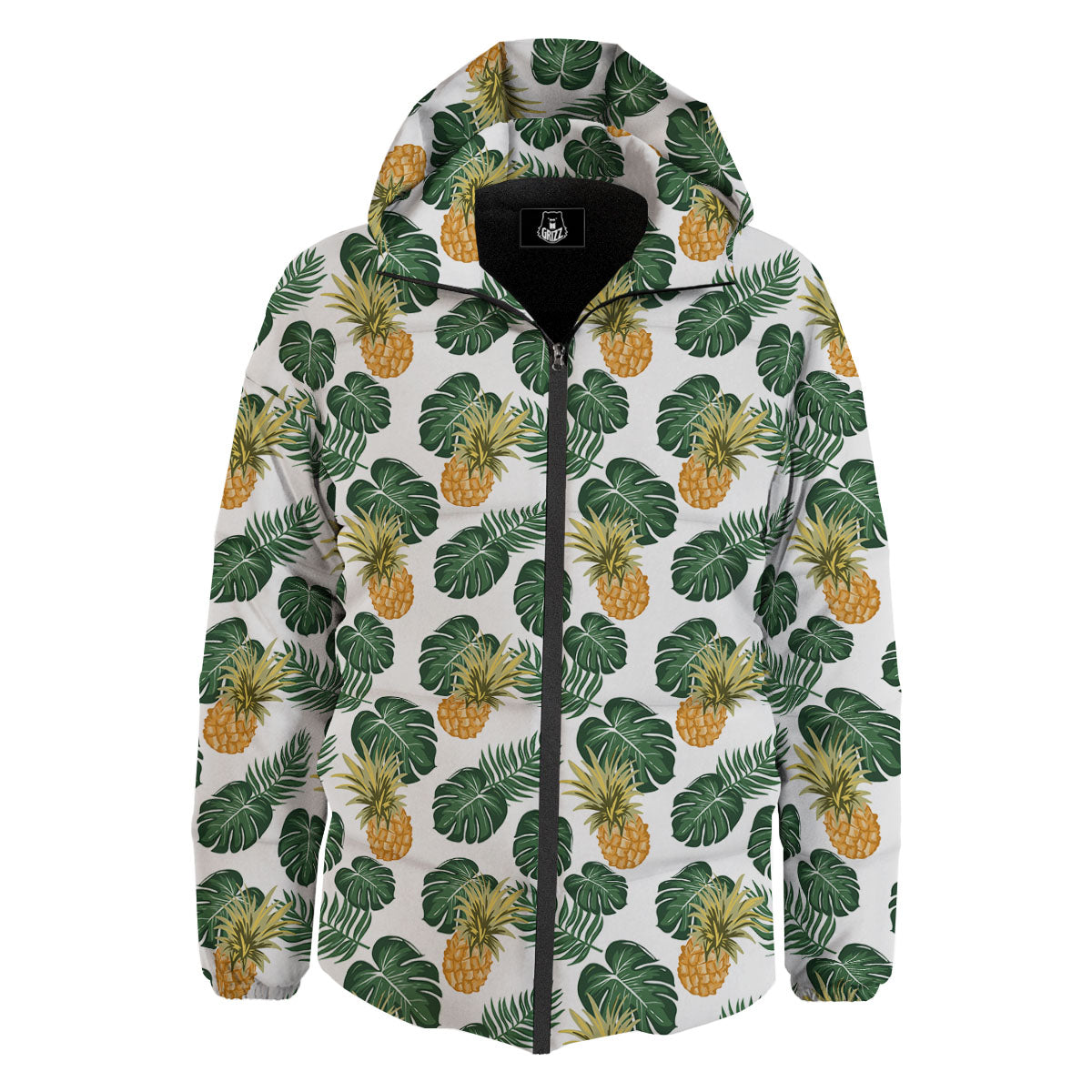 Hawaii Hibiscus Pineapple Print Pattern Down Jacket-grizzshop