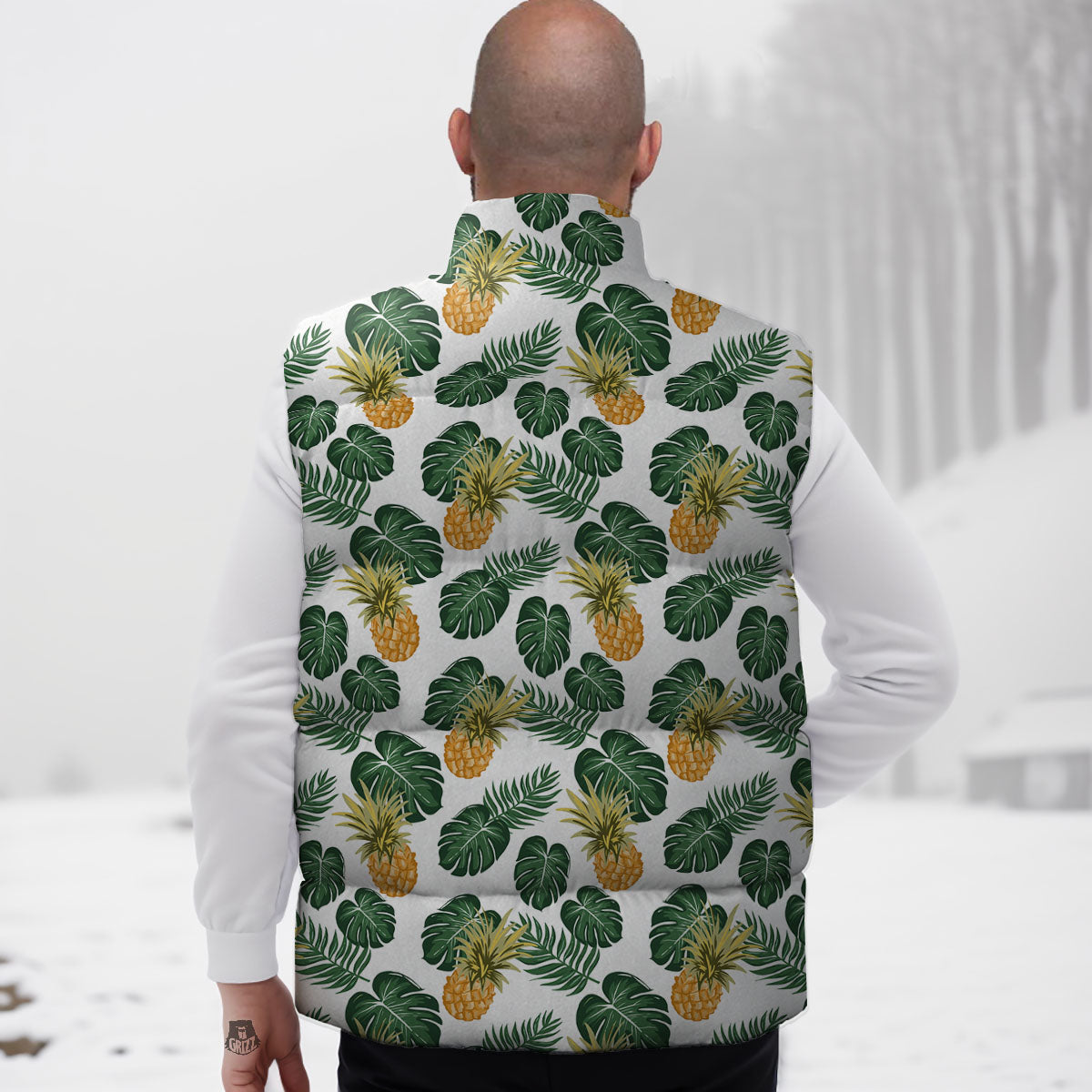 Hawaii Hibiscus Pineapple Print Pattern Down Vest