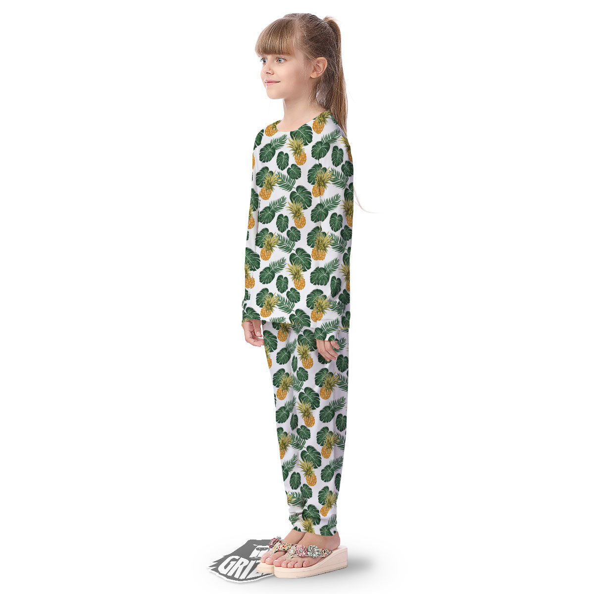 Hawaii Hibiscus Pineapple Print Pattern Kid's Pajamas-grizzshop